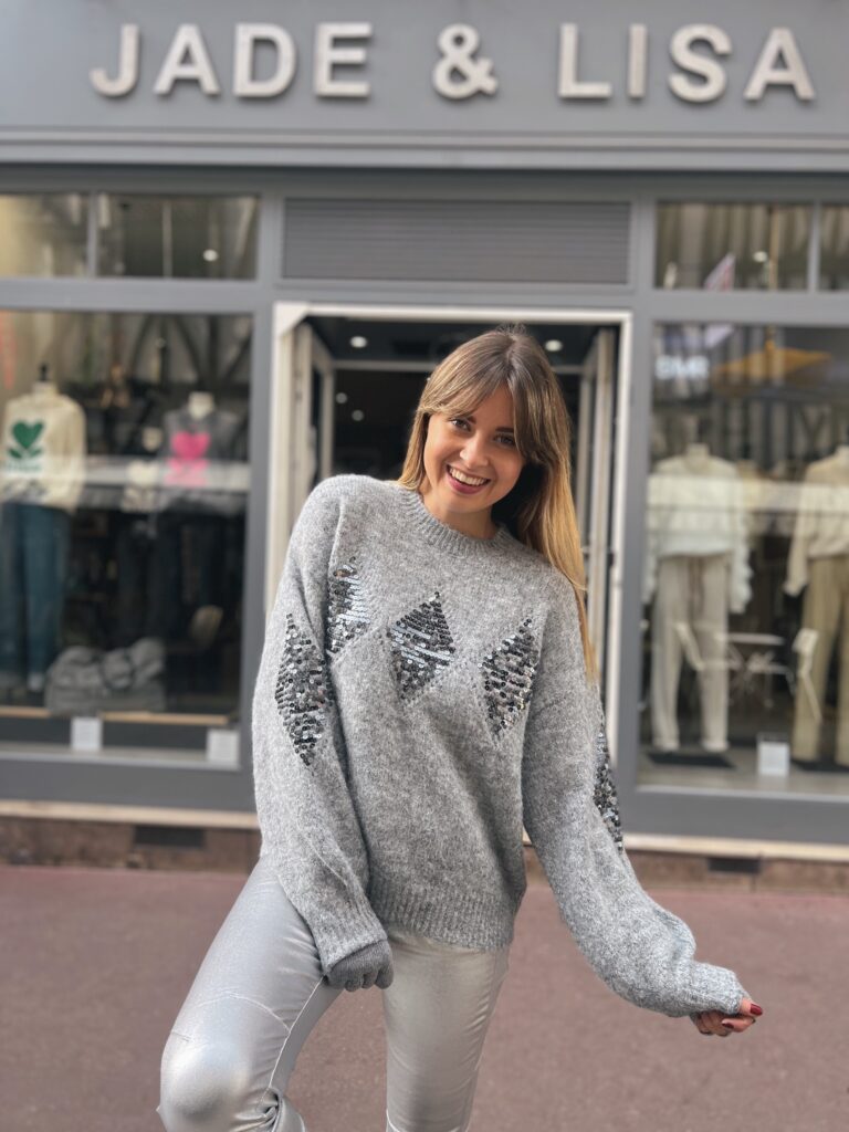 Pull Losange Gris Concept Store En Ligne Jade Lisa