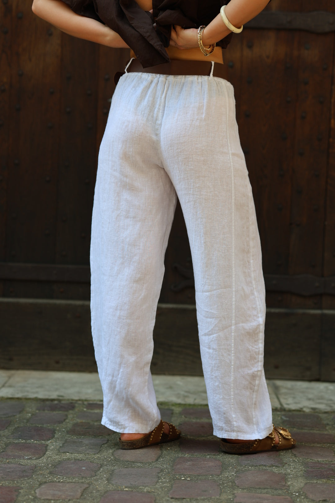 Pantalon barrel en lin