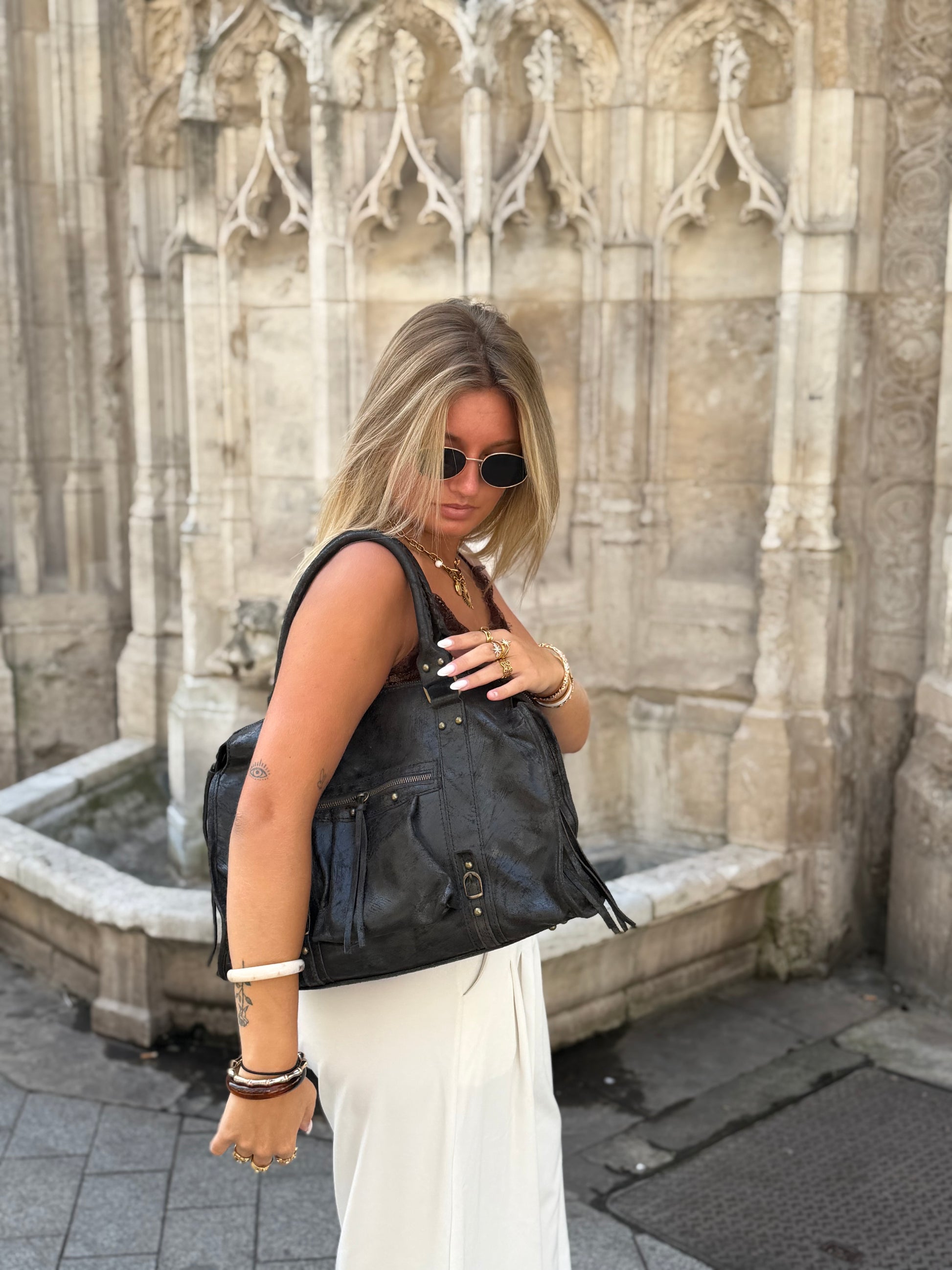 Grand sac MIA noir usé