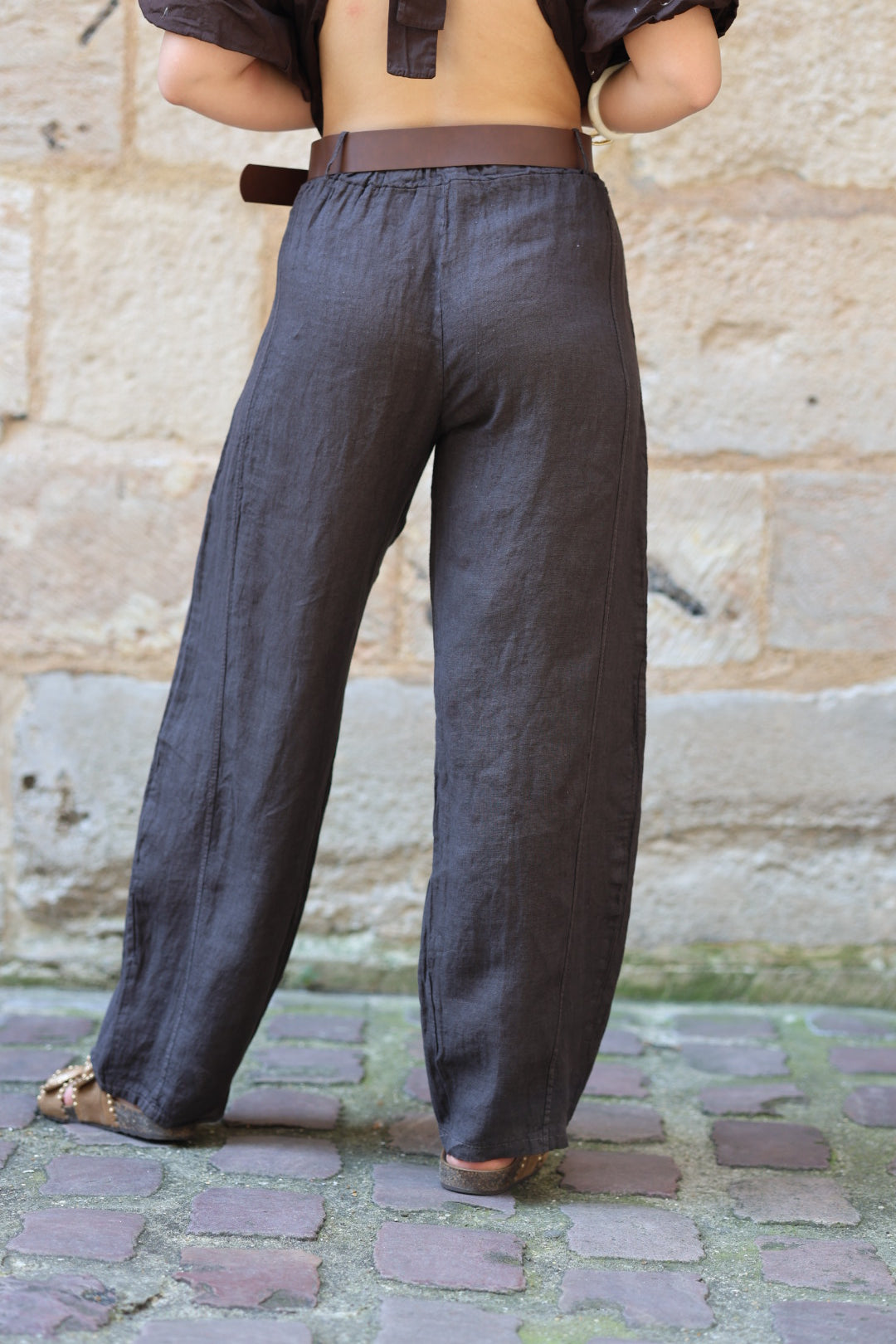 Pantalon barrel en lin