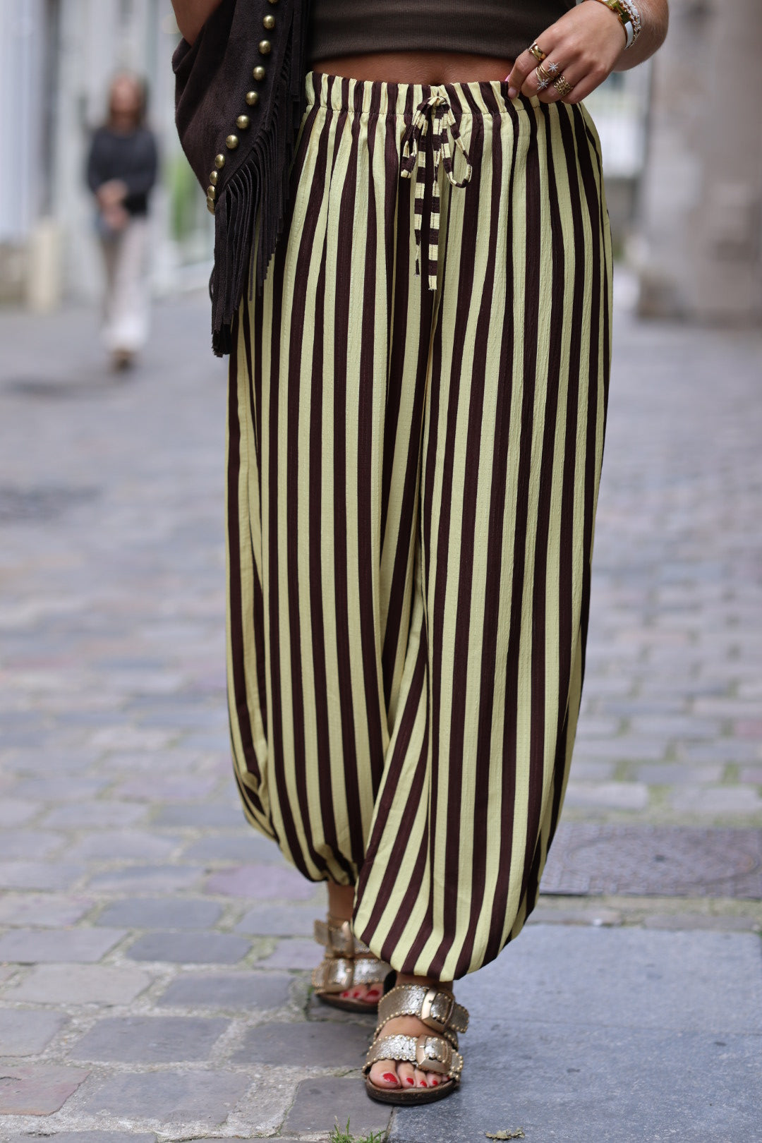 pantalon ballon à rayure