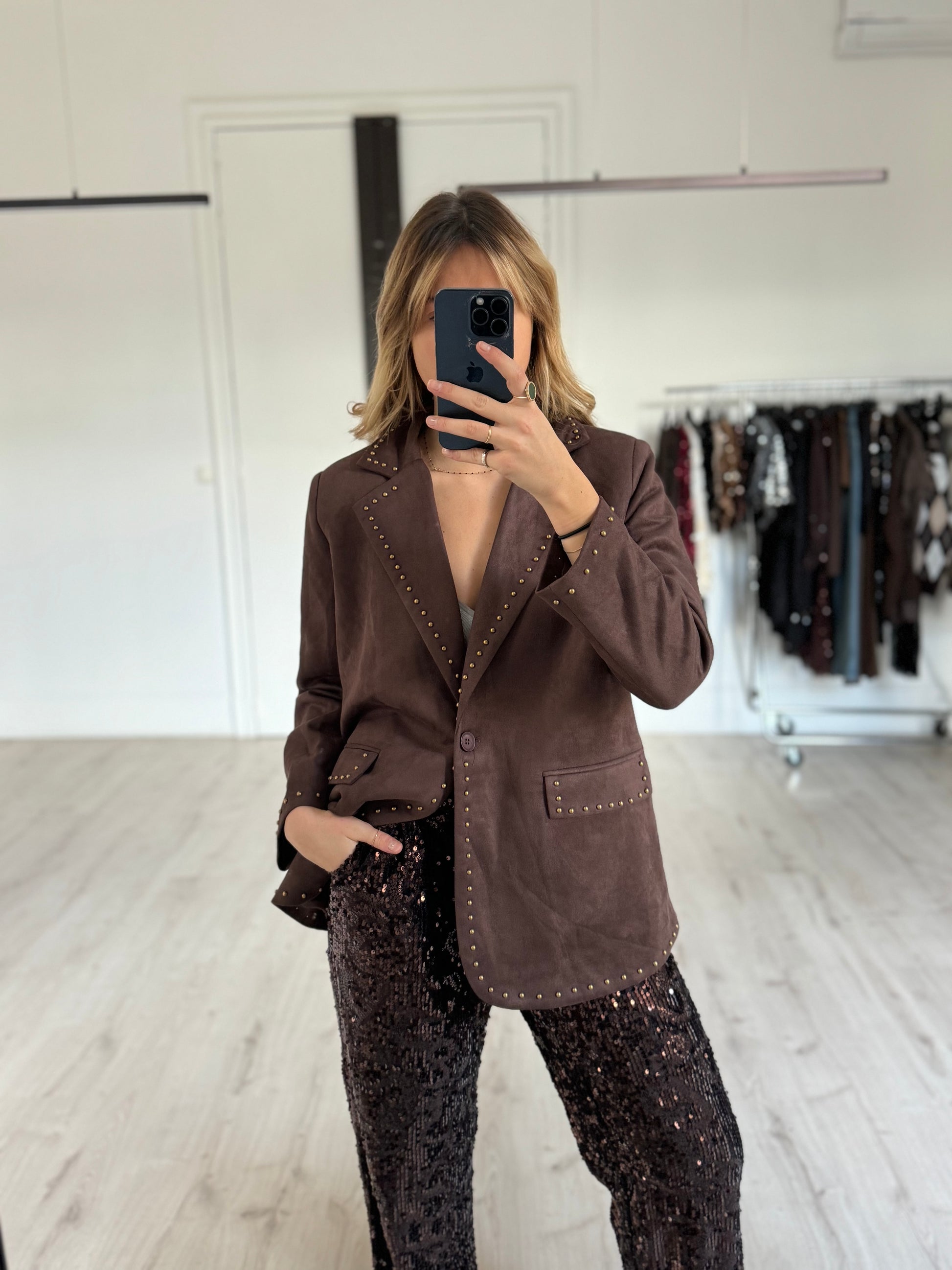 Veste de tailleur suédine