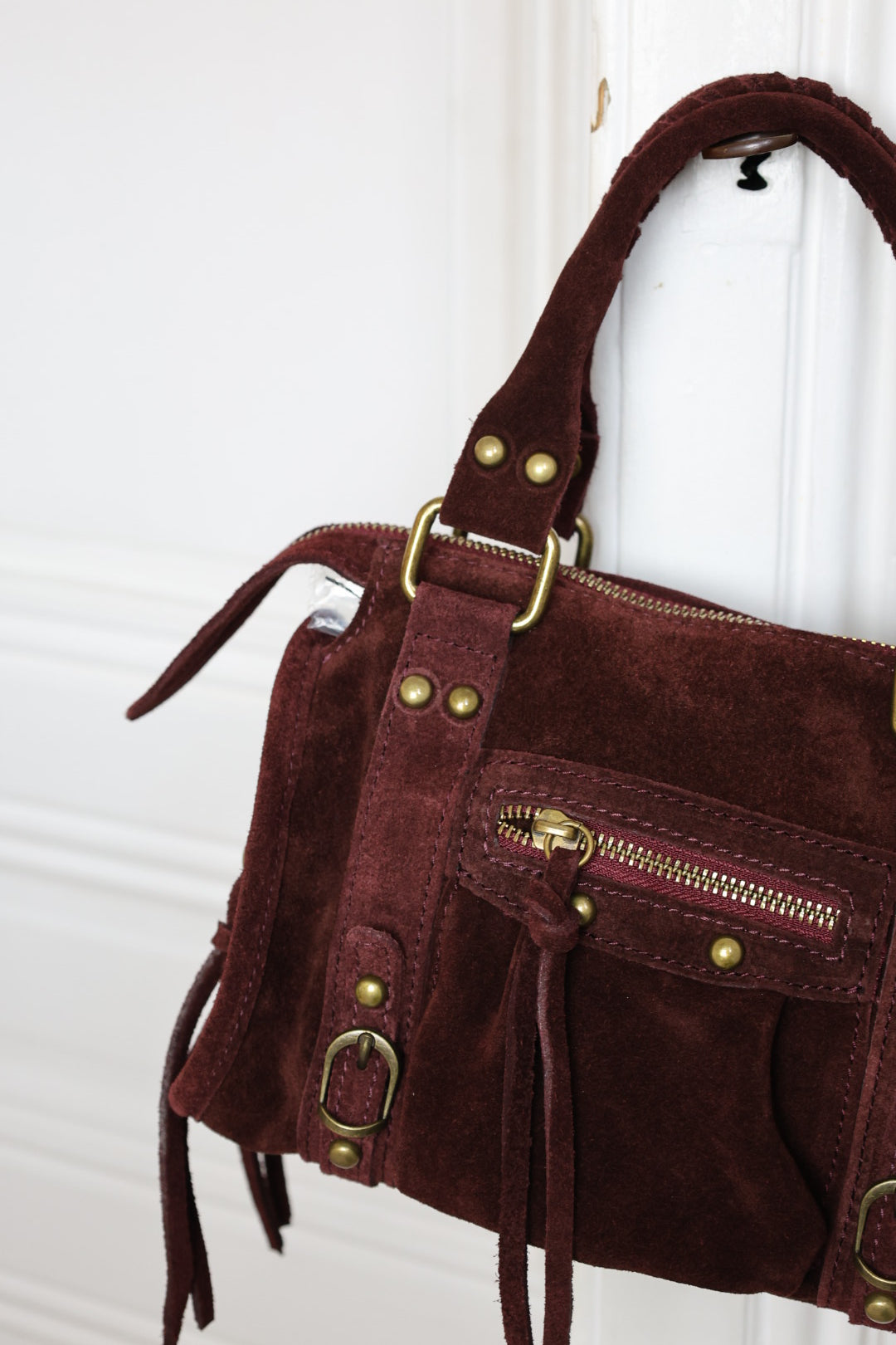 Petit sac mia en daim bordeaux