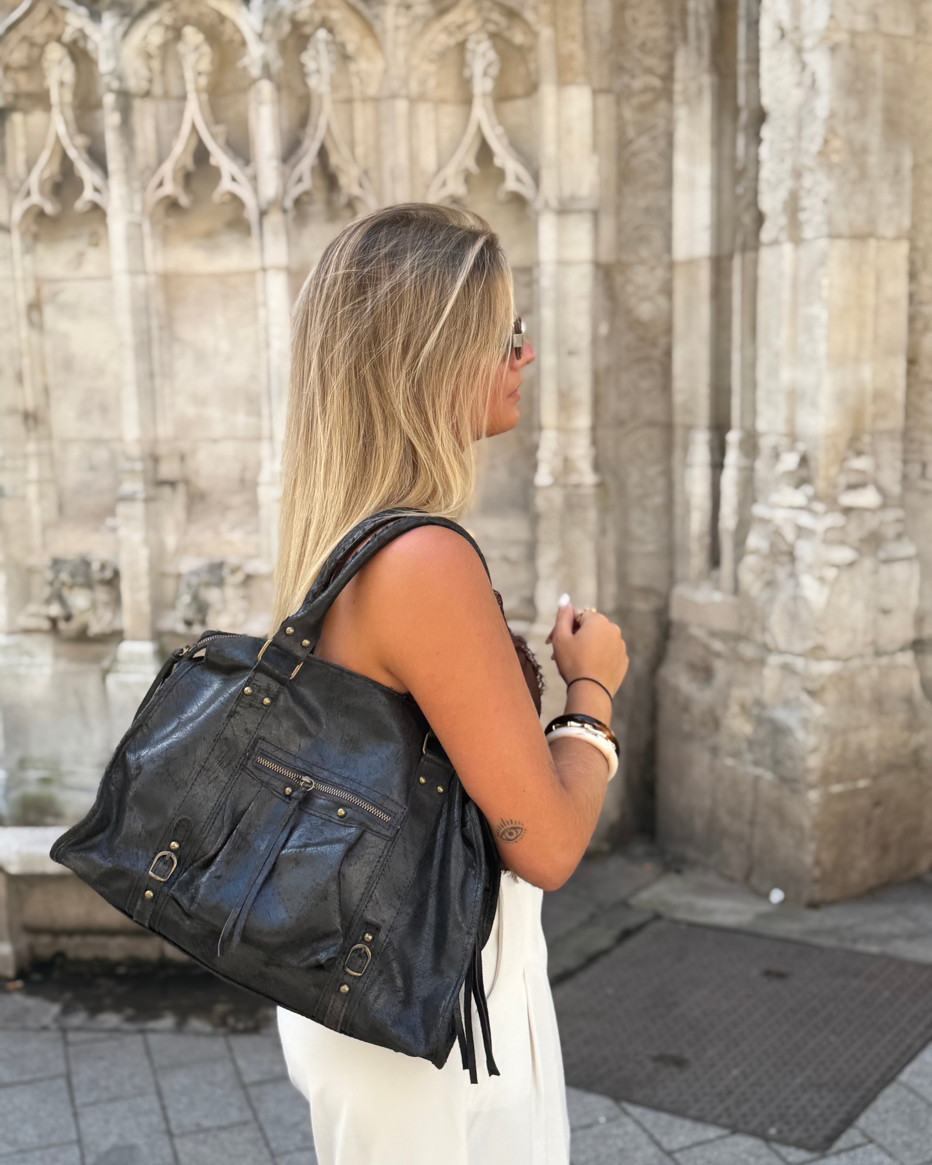 Grand sac MIA noir usé