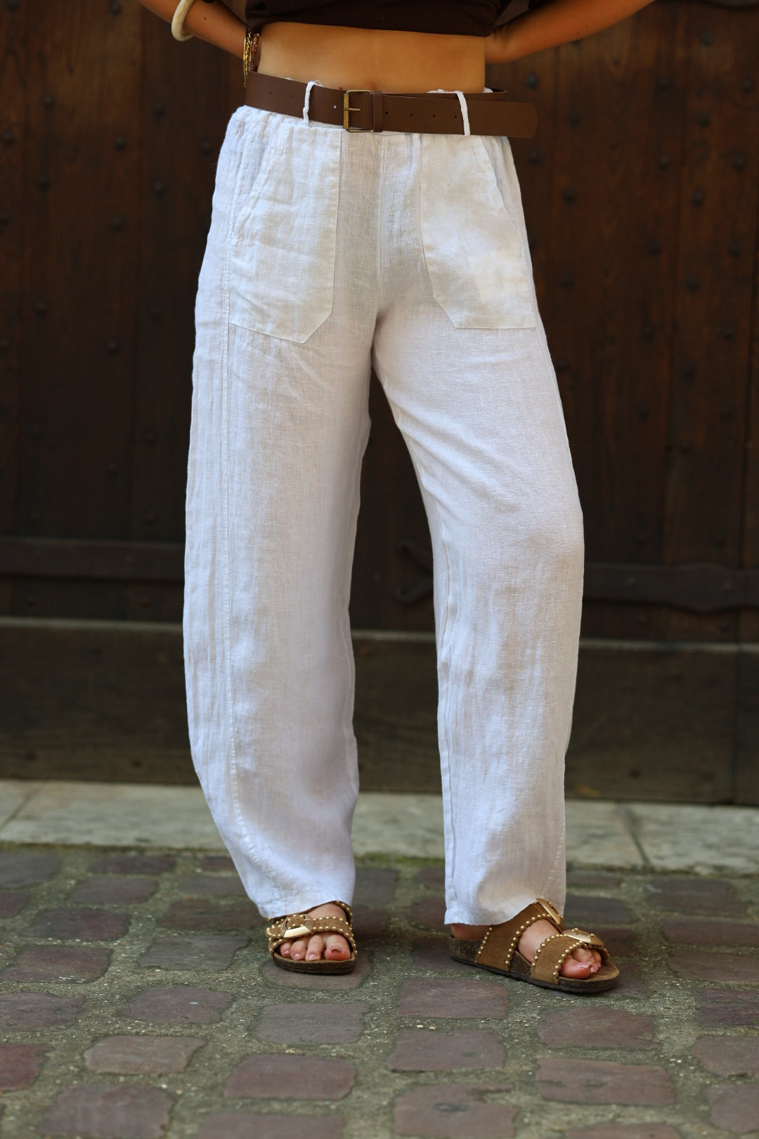 Pantalon barrel en lin