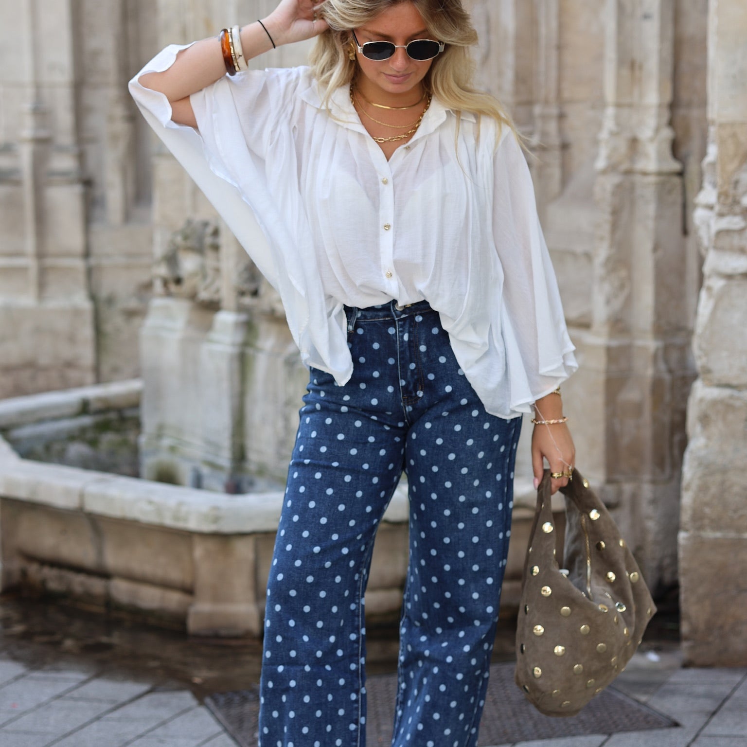 Jeans à pois