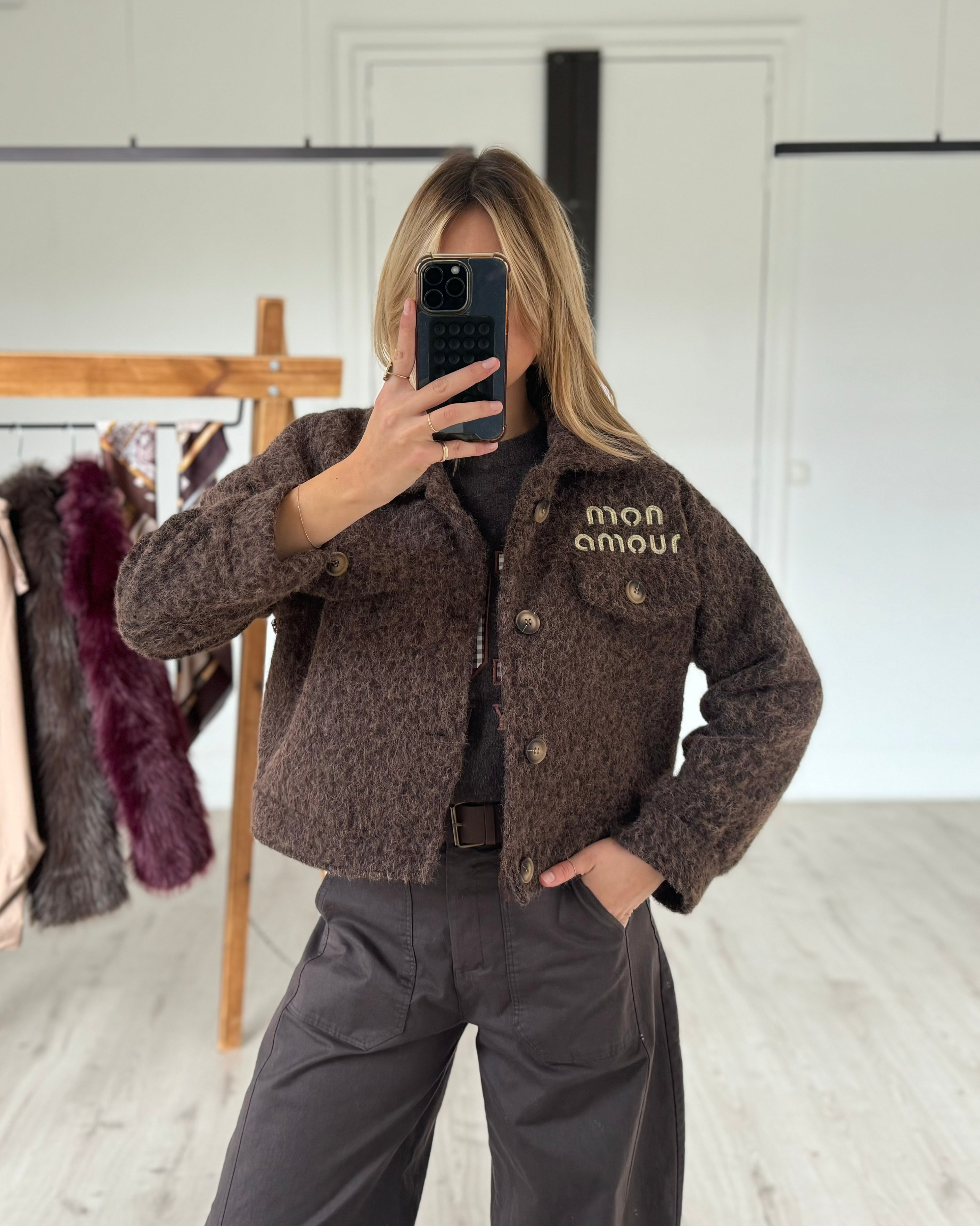 Veste "Mon amour" chocolat