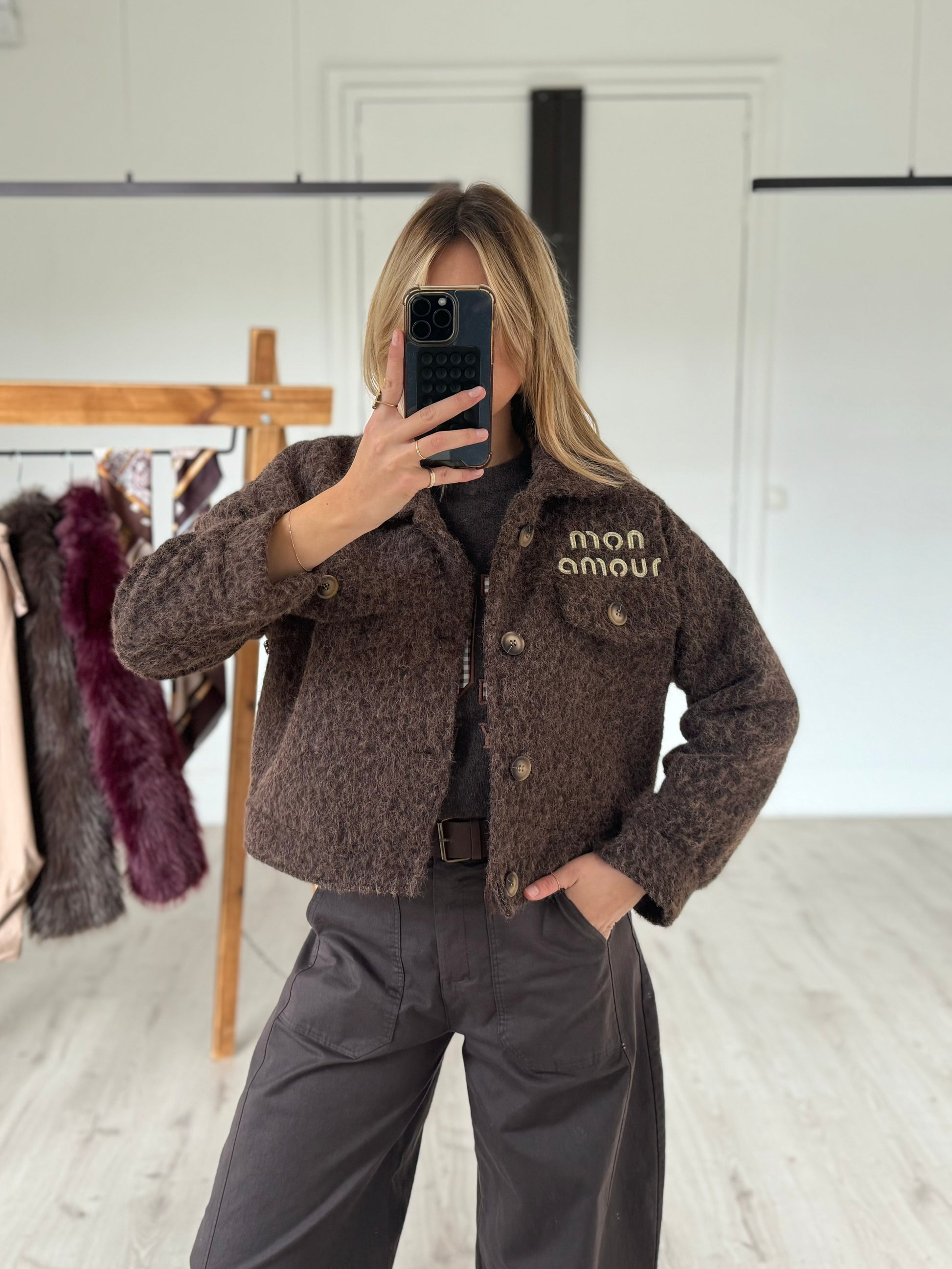 Veste "Mon amour" chocolat