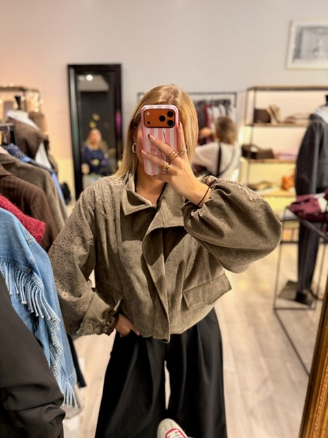 Veste en suédine grise