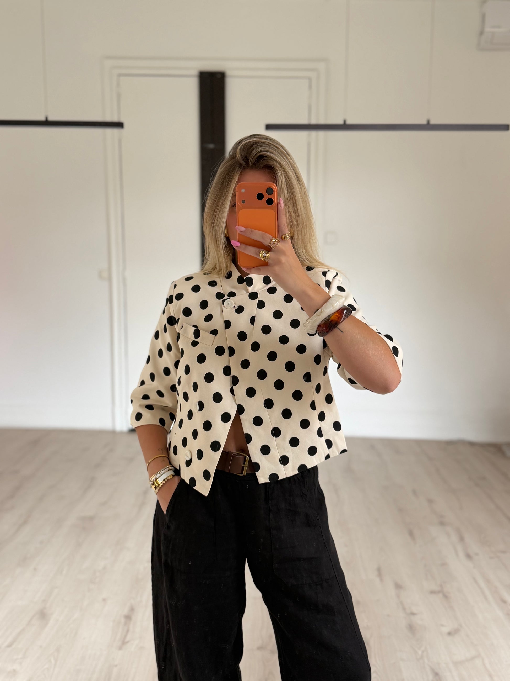 Veste croisée à pois