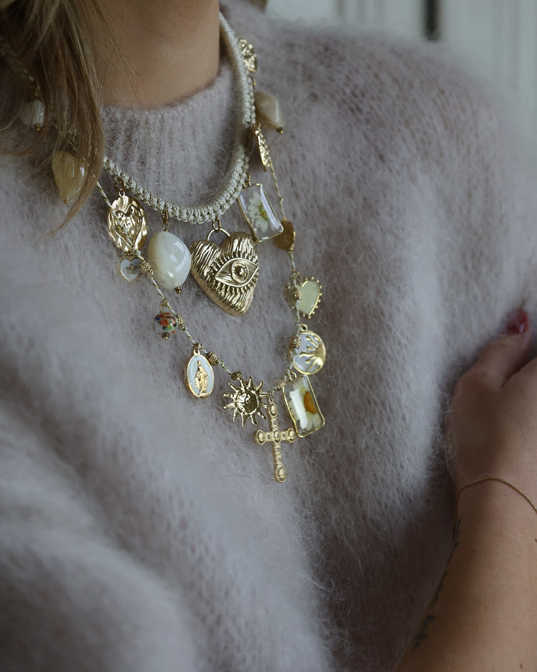 Collier fin pampille