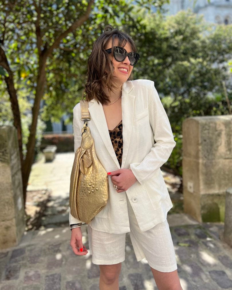 Veste de tailleur en lin jade et lisa