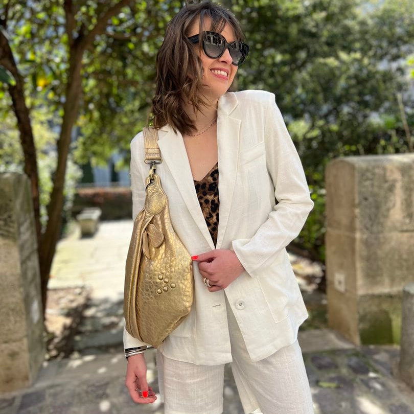 Veste de tailleur en lin jade et lisa