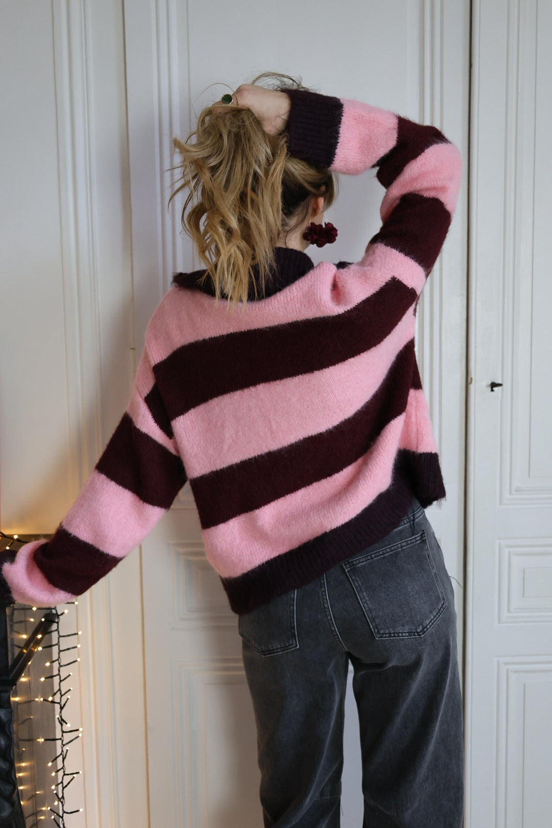 Gilet à zip rayé