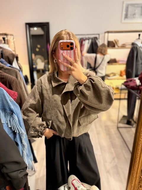 Veste en suédine grise