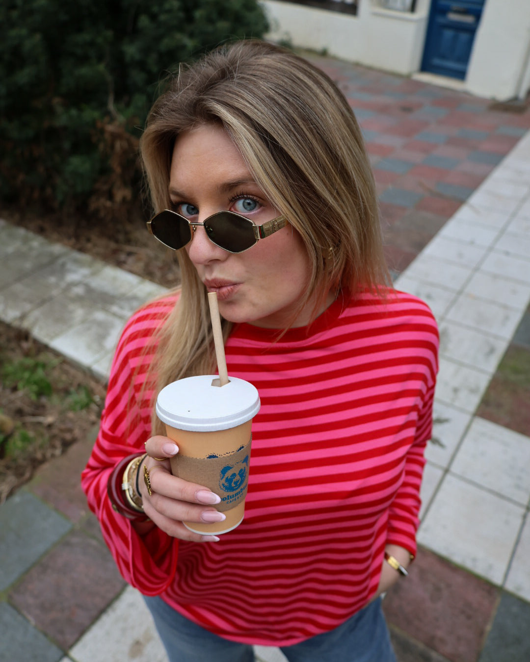 T-shirt marinière rose