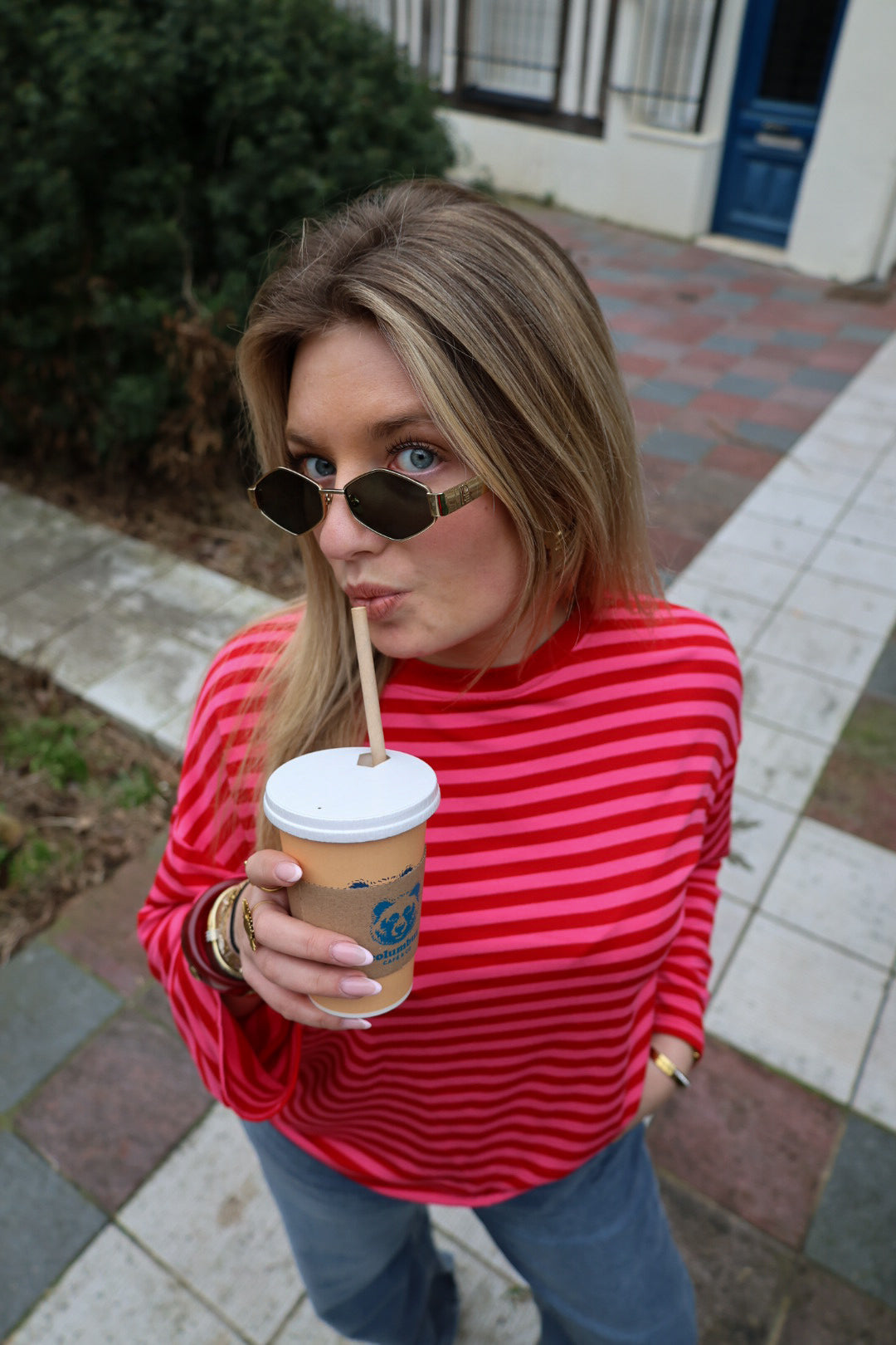 T-shirt marinière rose