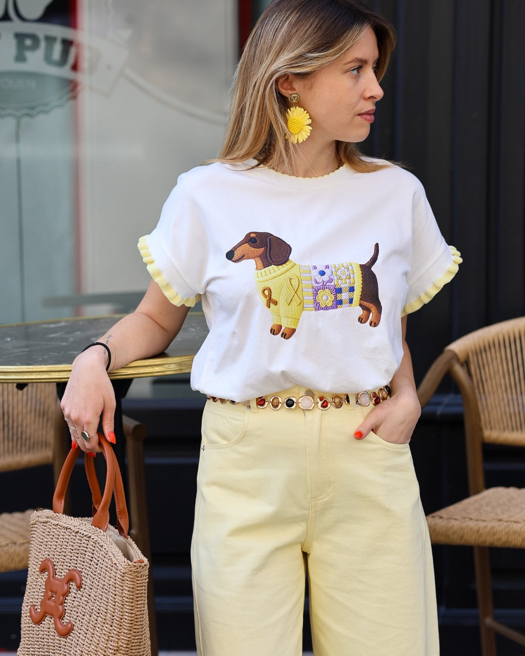 jeans jaune pâle