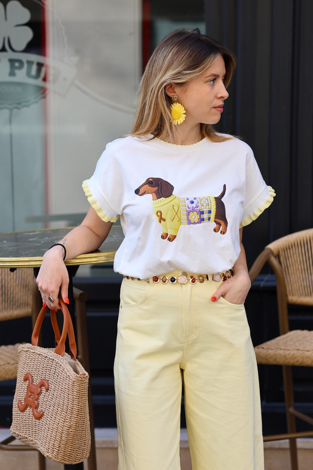 jeans jaune pâle