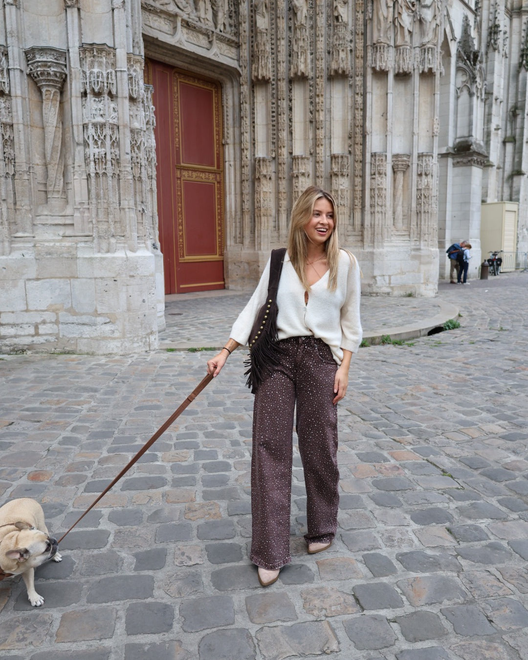 Jeans à strass choco