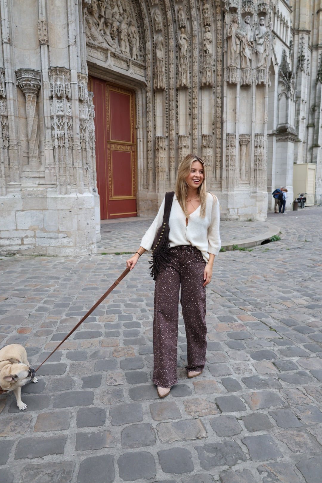 Jeans à strass choco