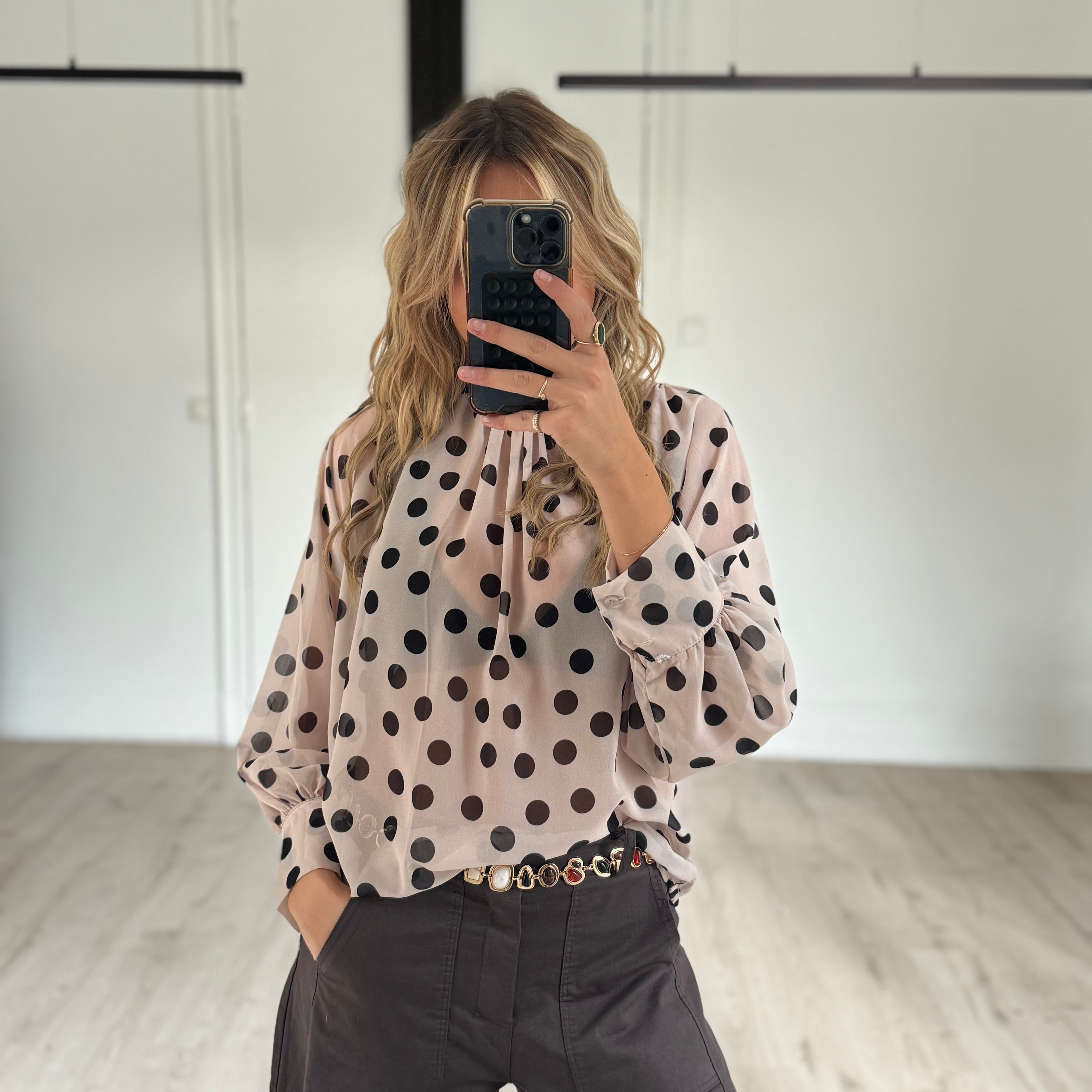 blouse à pois écru