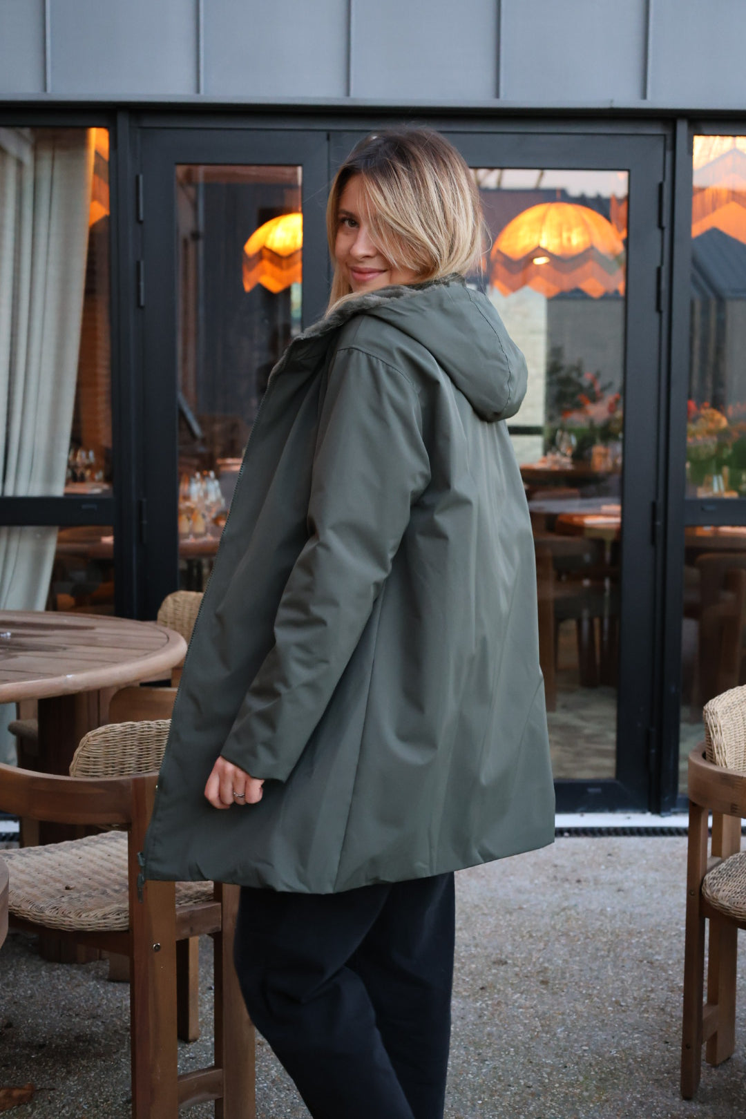 Parka longue réversible