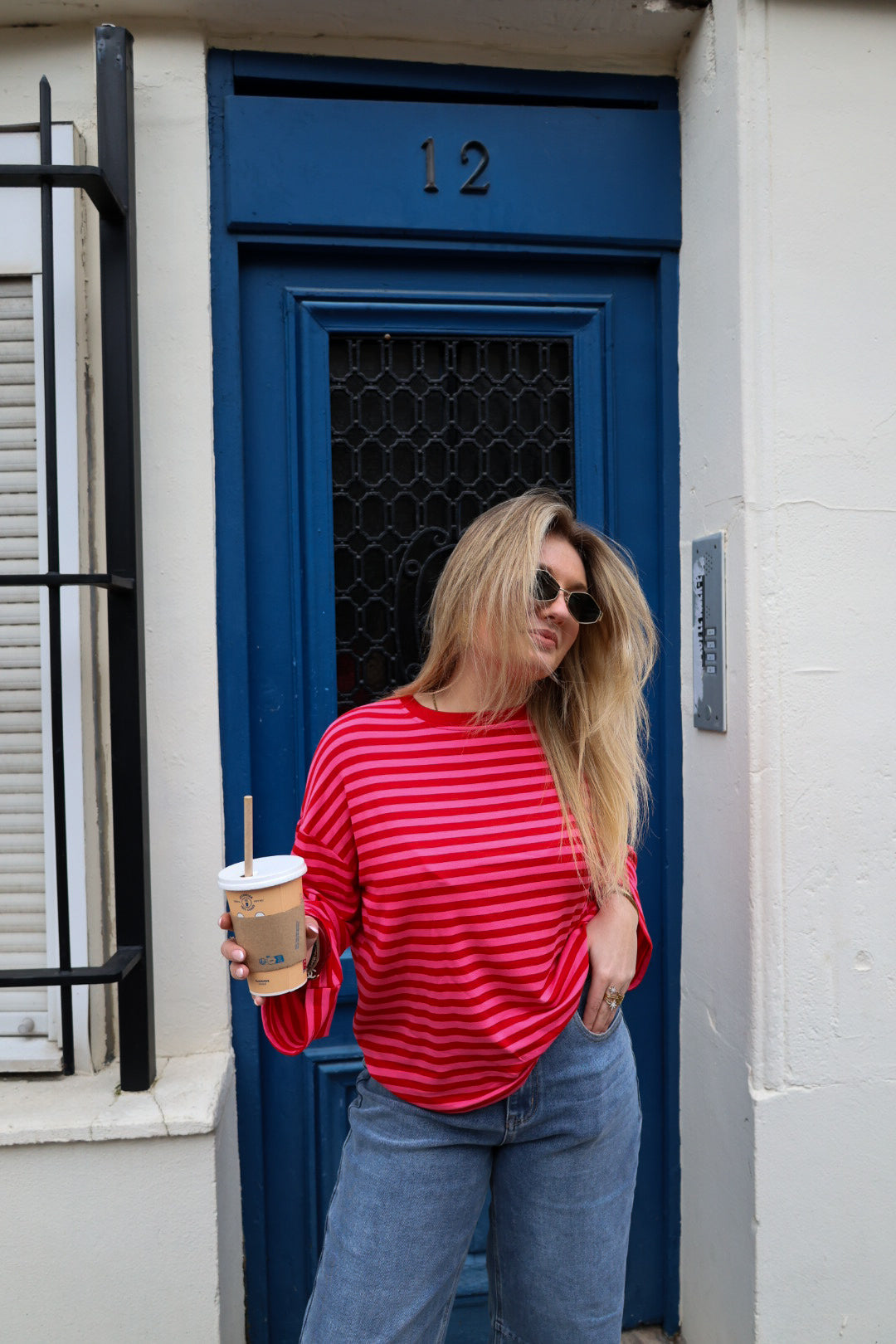 T-shirt marinière rose