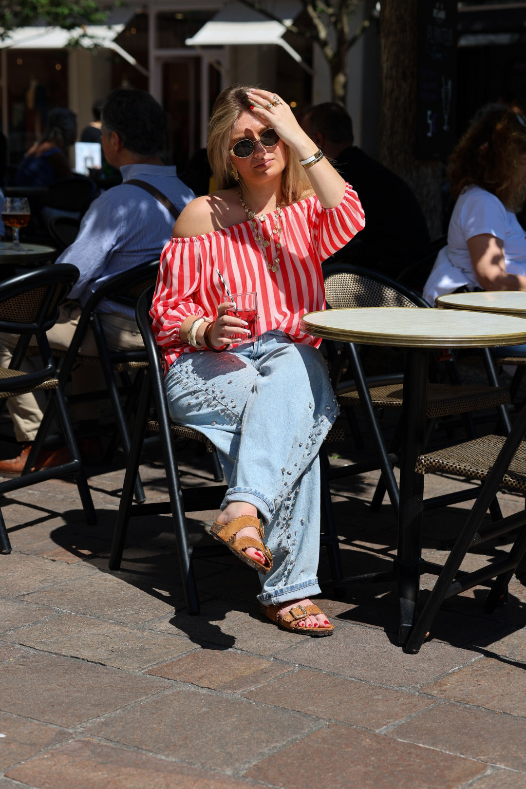 Top bardot rayé