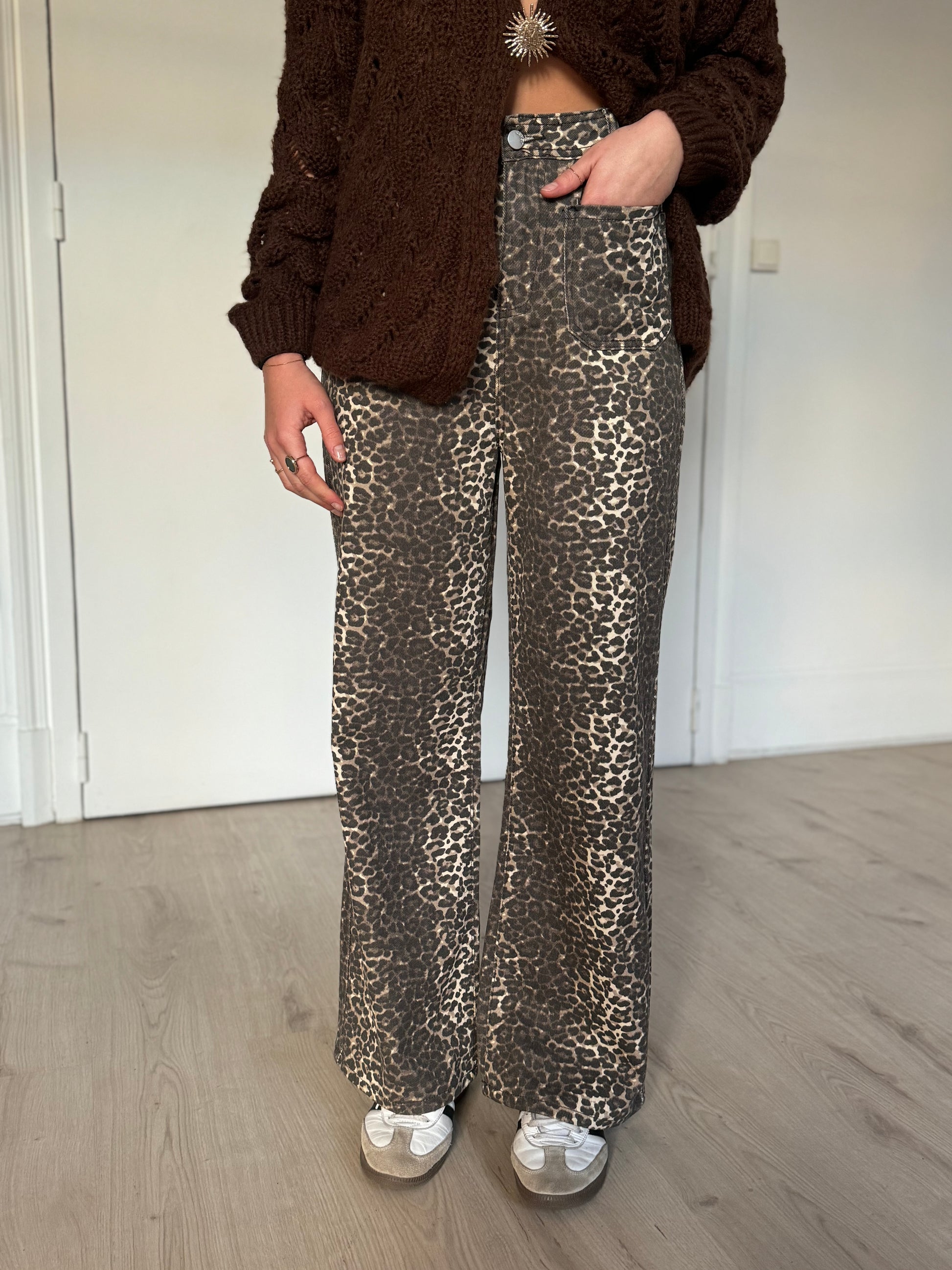 jeans léopard camel