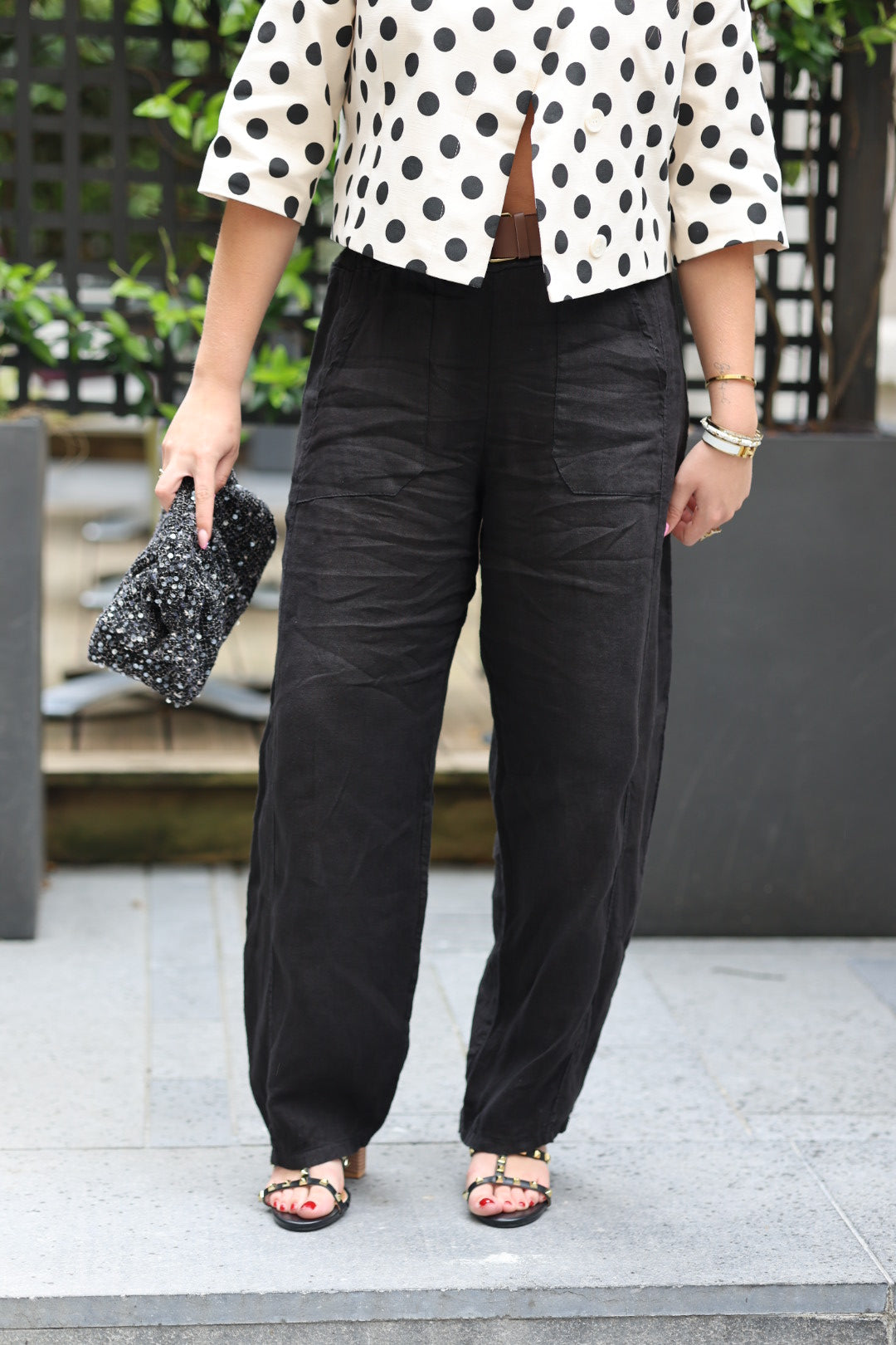 Pantalon barrel en lin