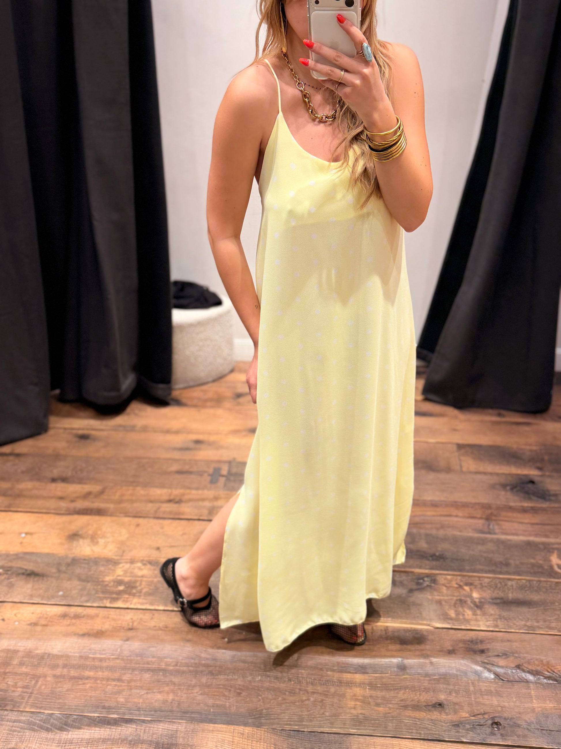 Robe dos croisé à pois