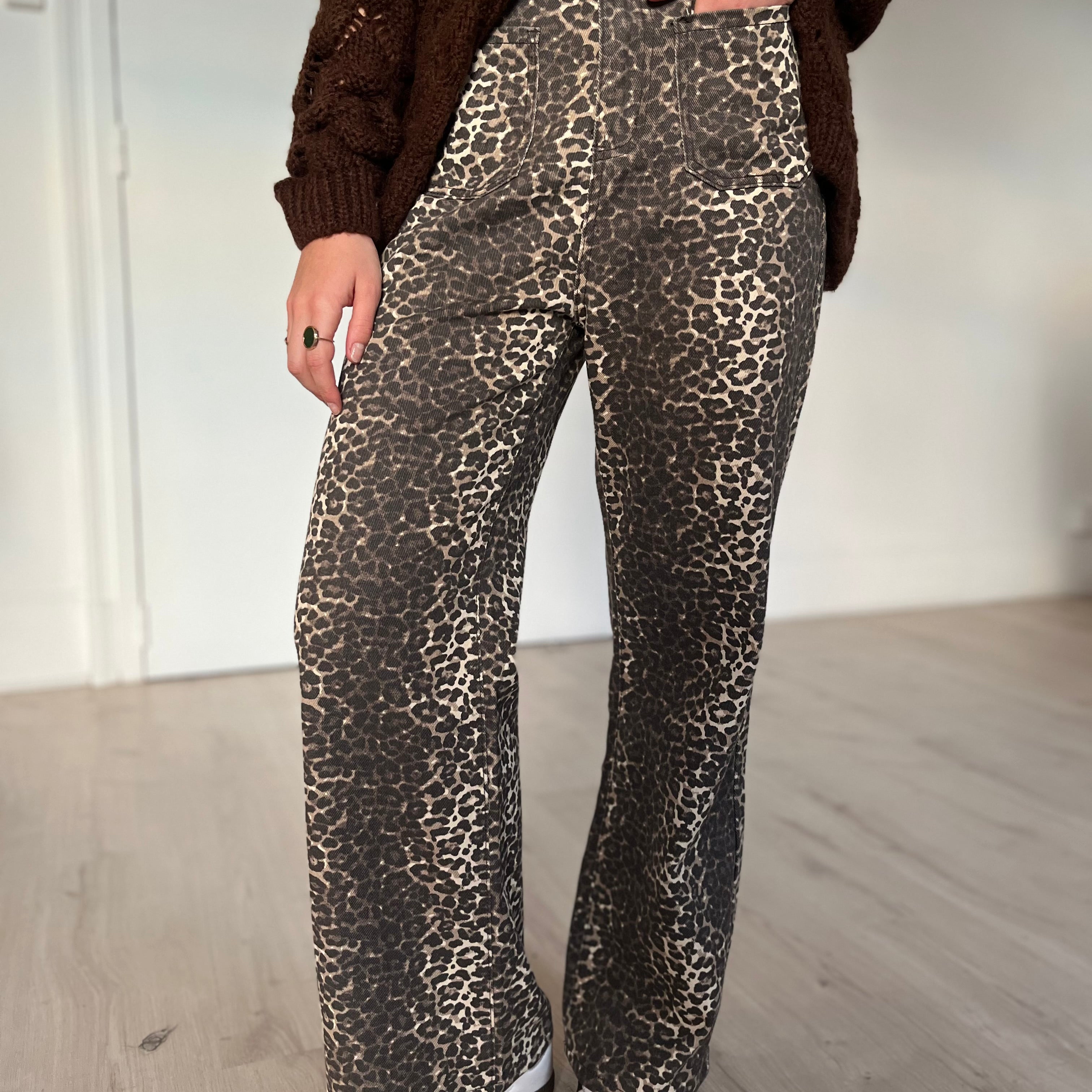 jeans léopard camel