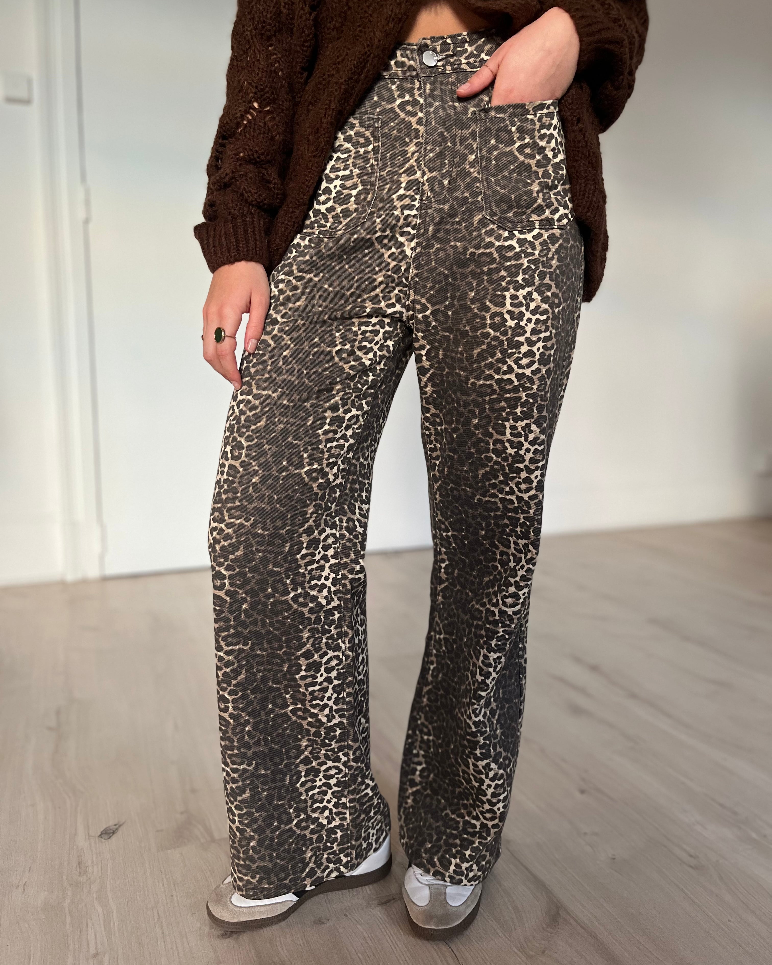 jeans léopard camel