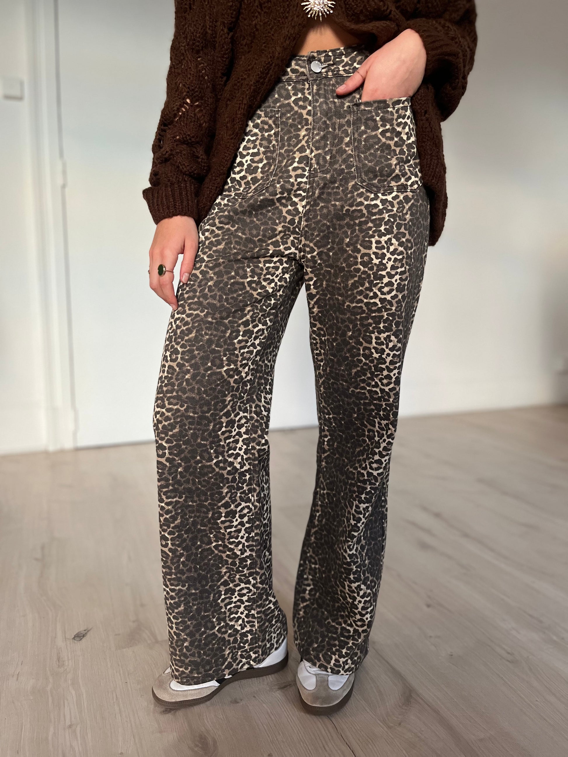 jeans léopard camel