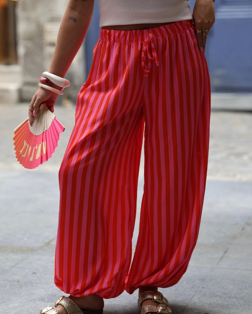 pantalon ballon à rayure
