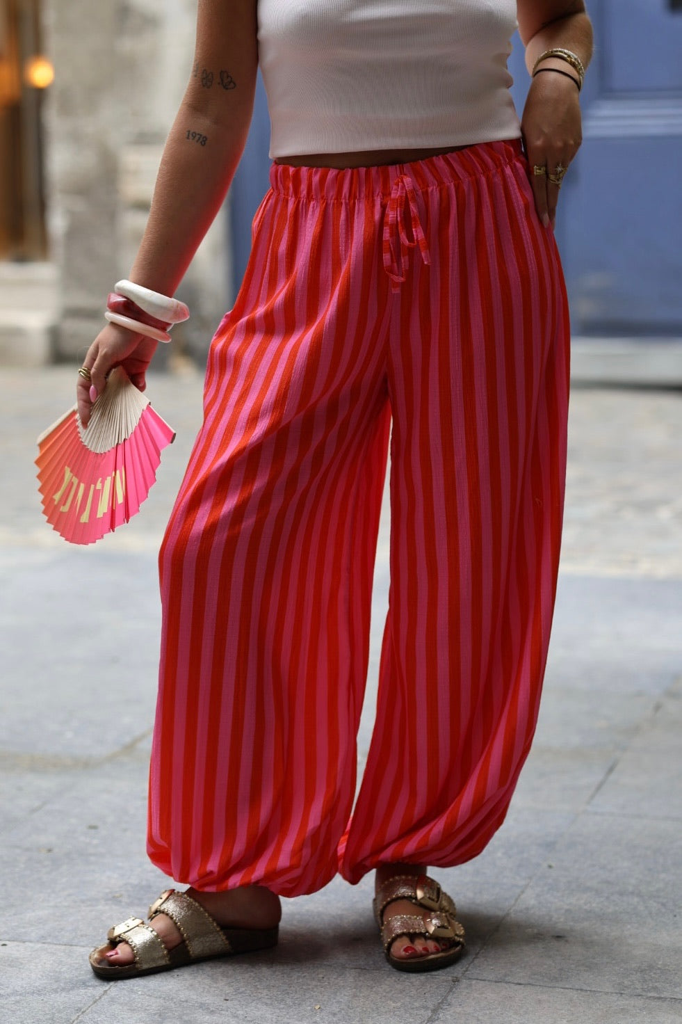 pantalon ballon à rayure