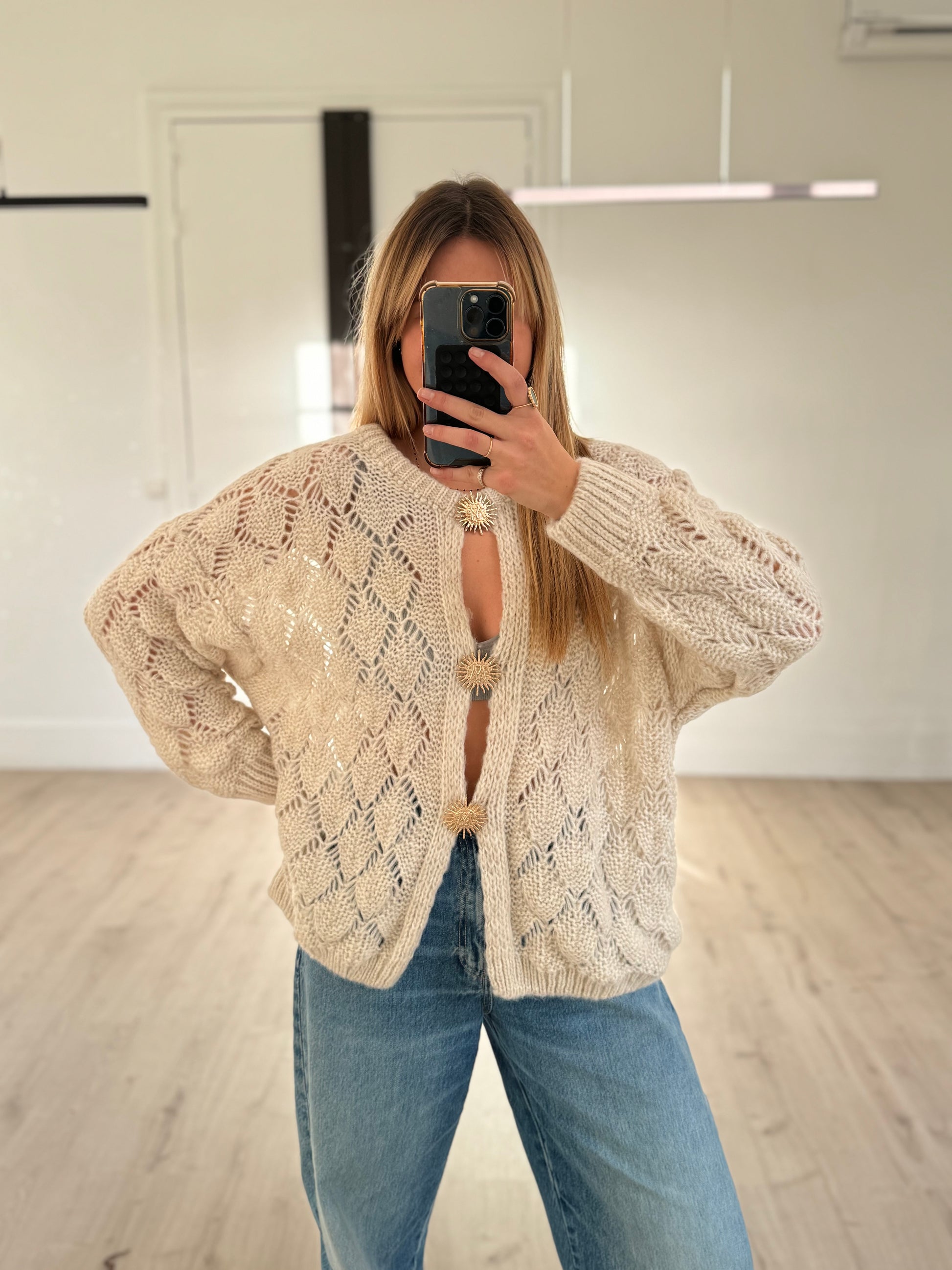 pull loose ajouré soleil