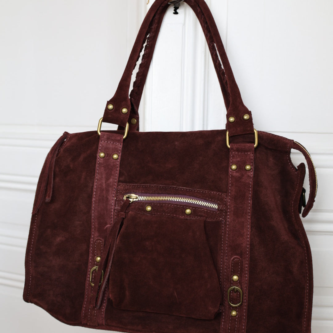 Grand sac MIA en daim bordeaux
