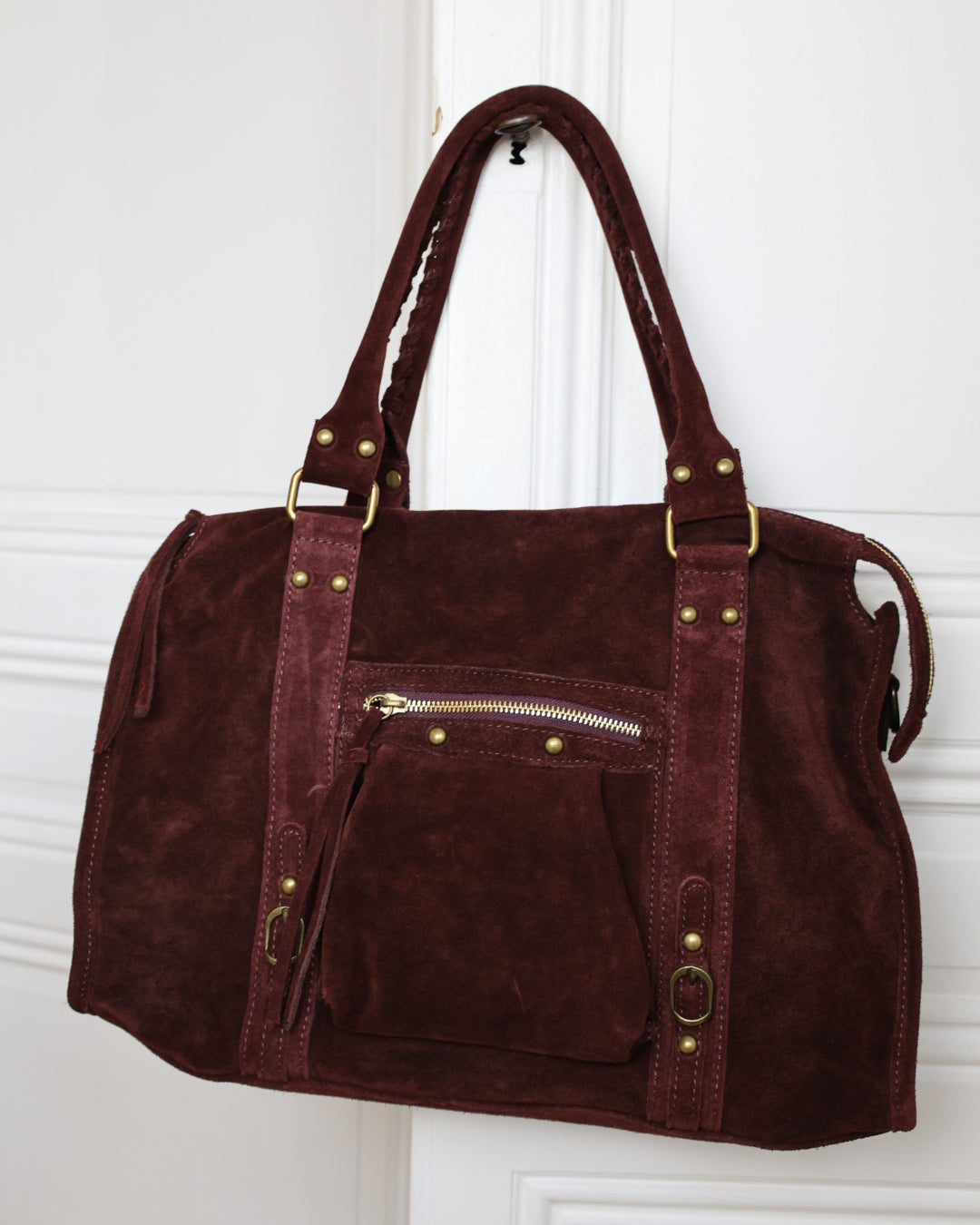 Grand sac MIA en daim bordeaux
