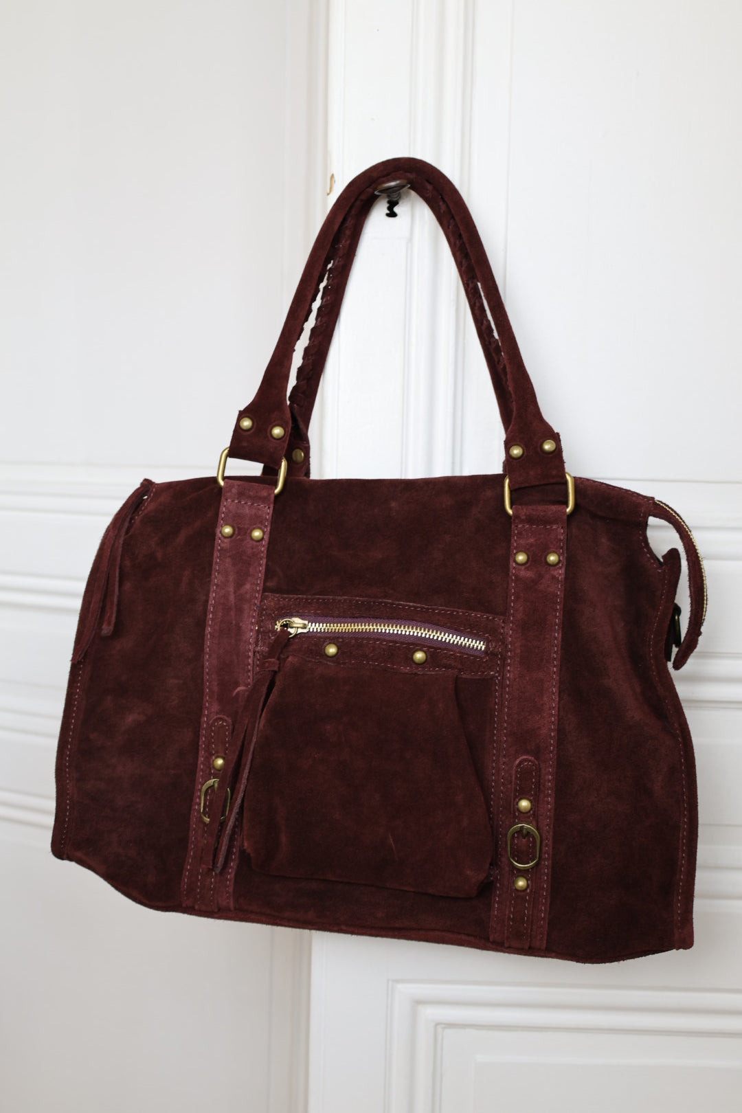 Grand sac MIA en daim bordeaux