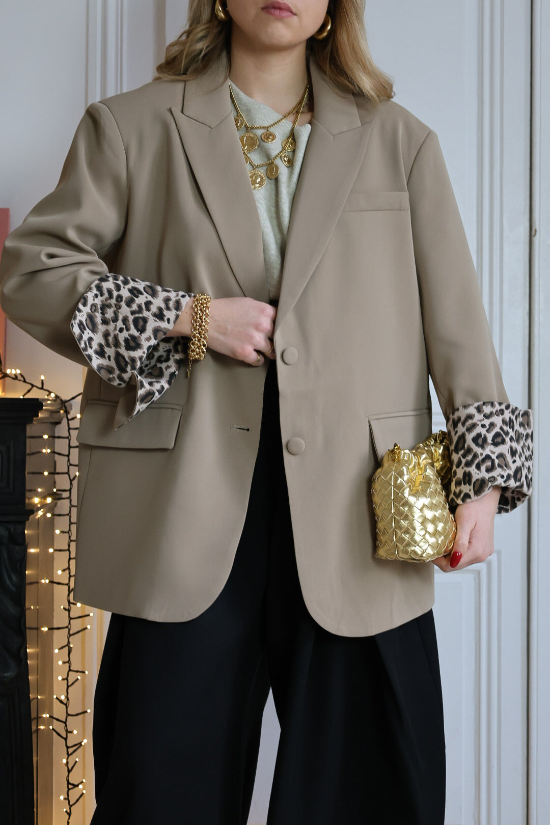 Veste de tailleur à revers léopard