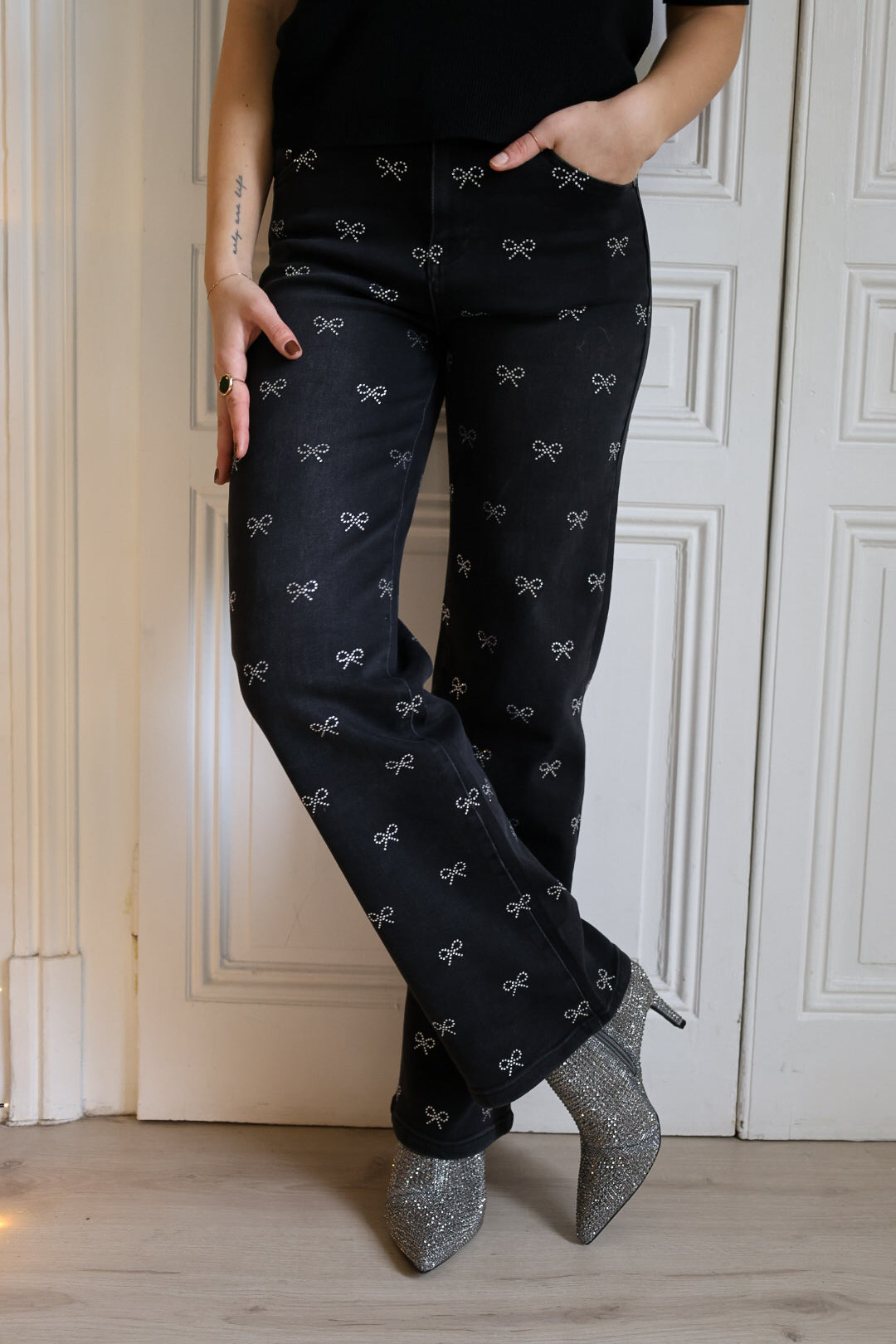 Jeans noeud strass