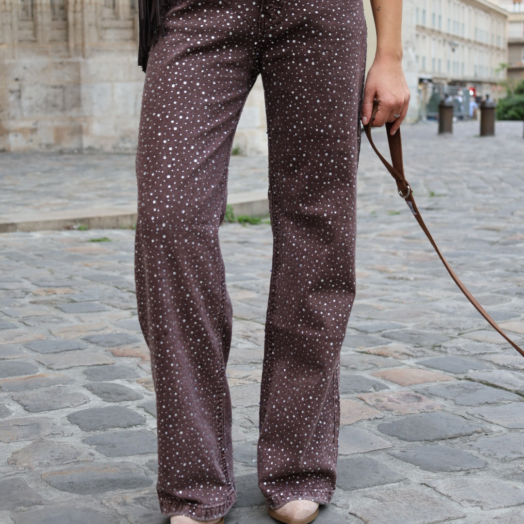 Jeans à strass choco
