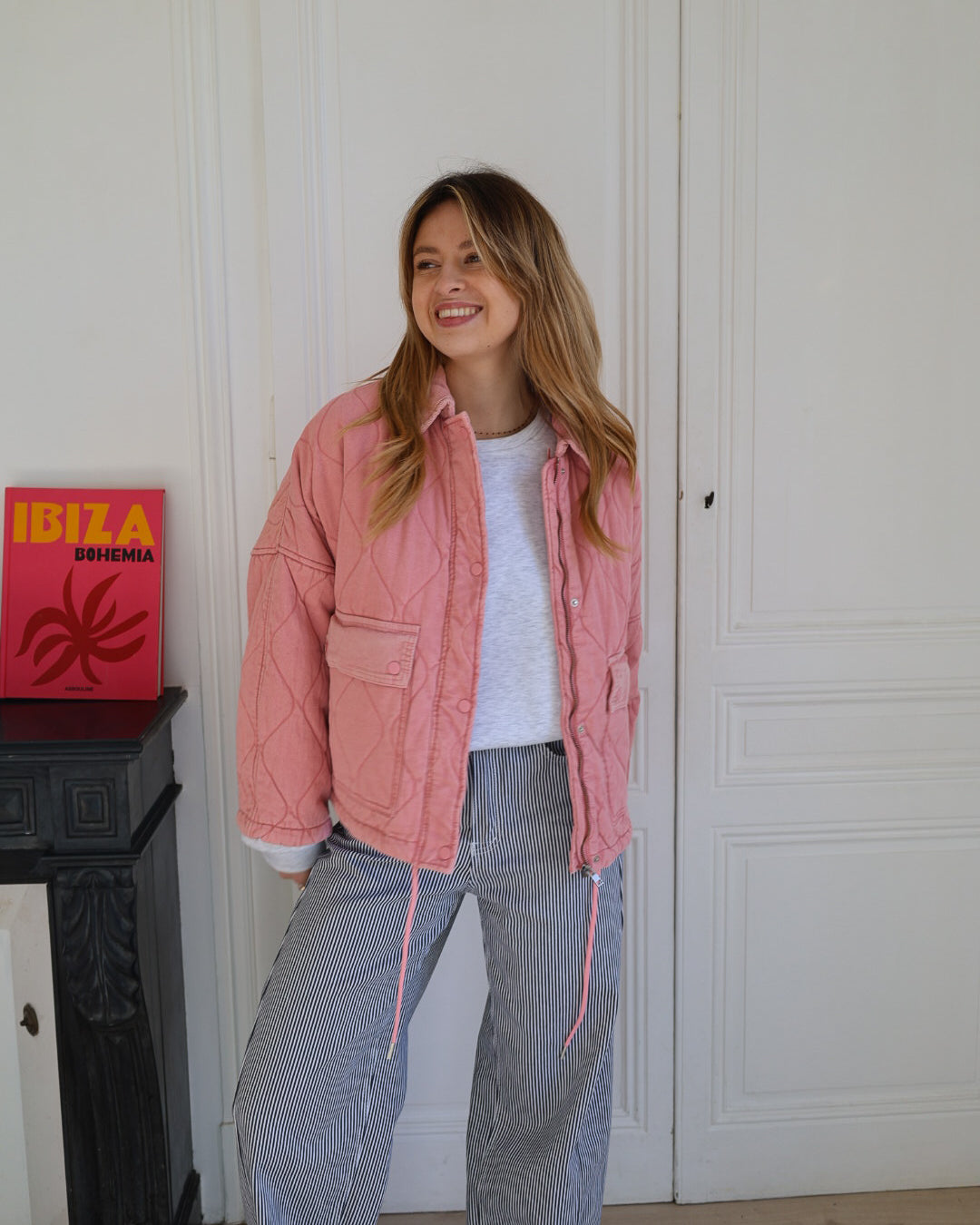 veste matelassée rose