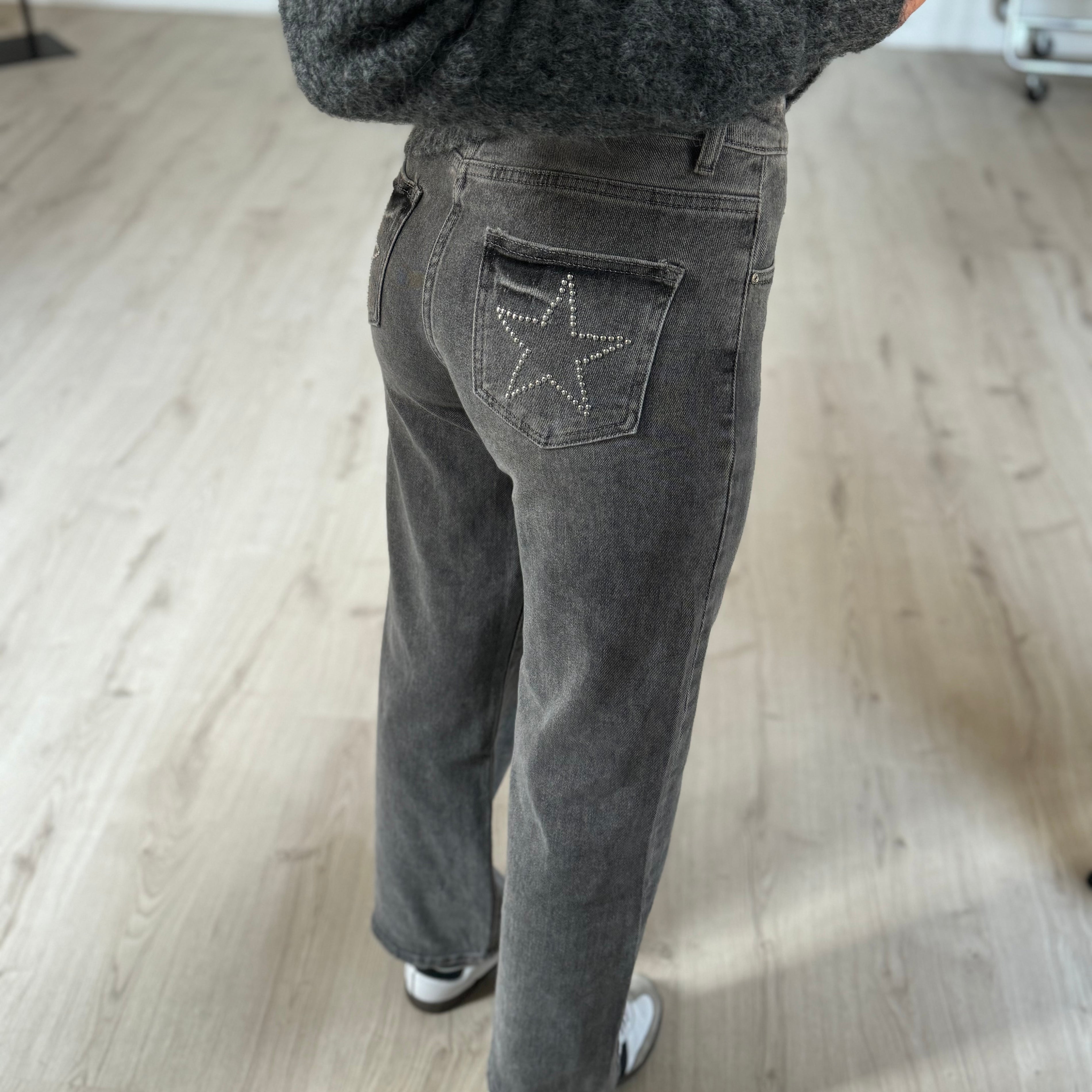jeans gris étoile clou