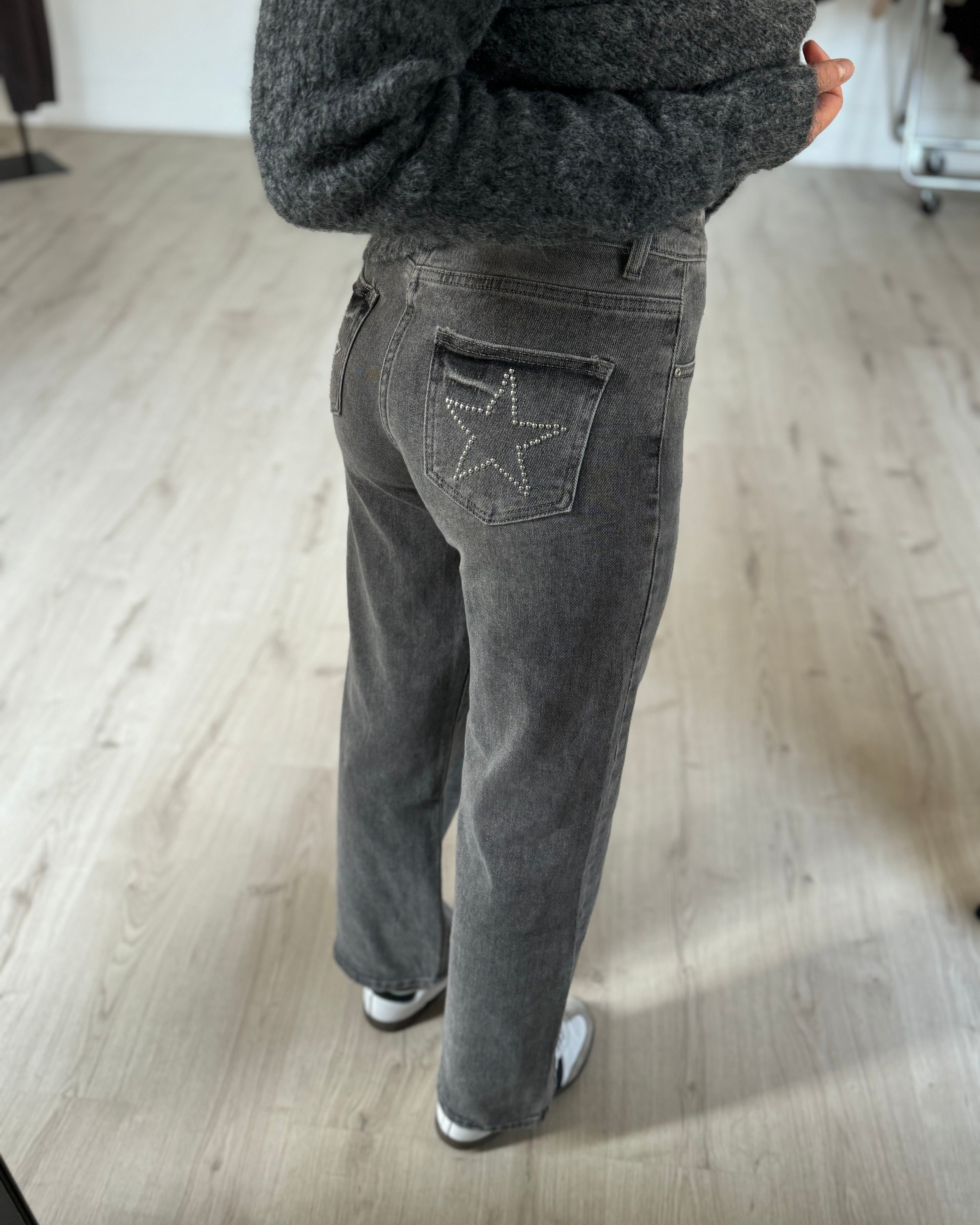 jeans gris étoile clou