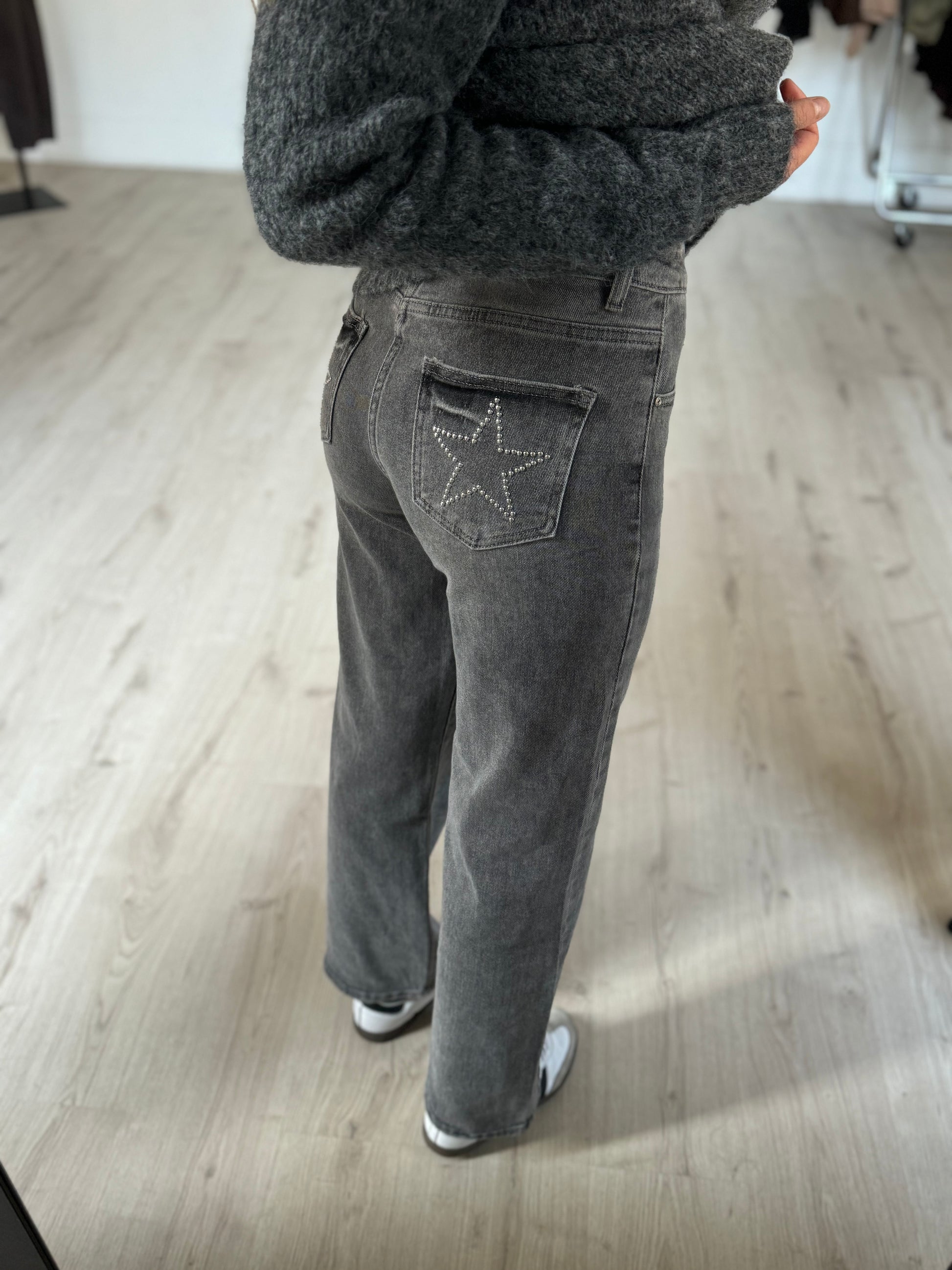 jeans gris étoile clou
