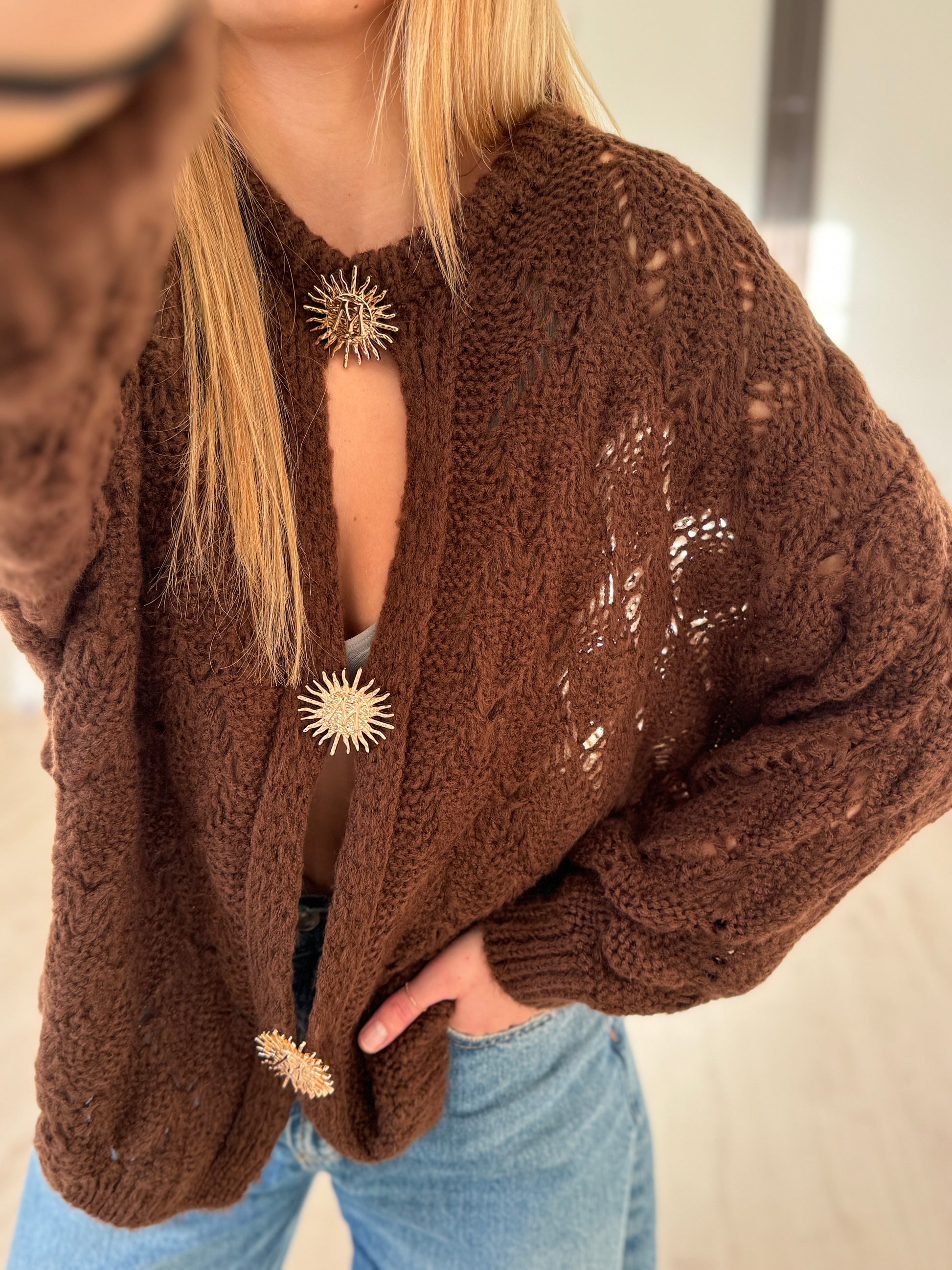 pull loose ajouré soleil