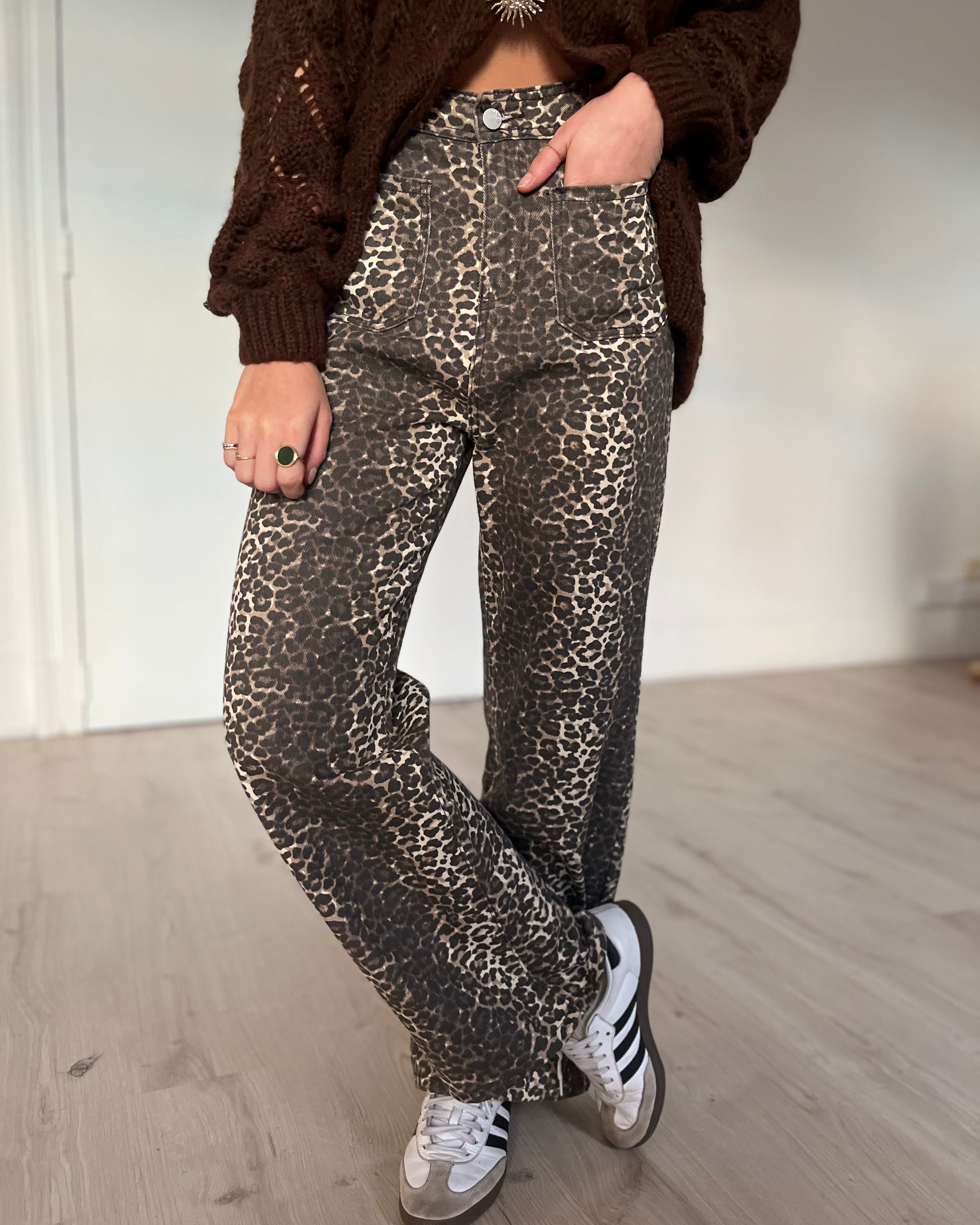 jeans léopard camel